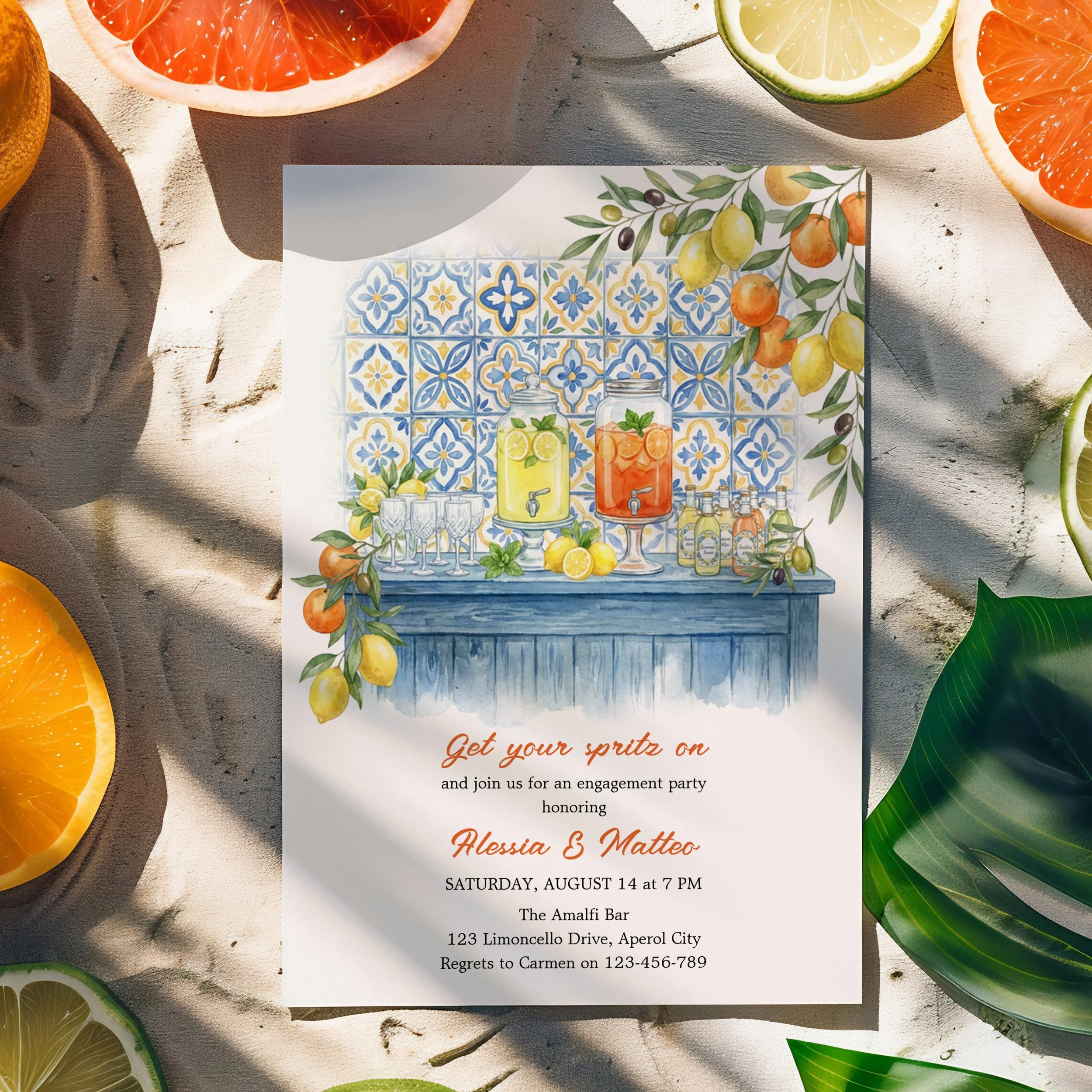 Amalfi Lemon Mediterranean Tile Engagement Party Invitation.jpg