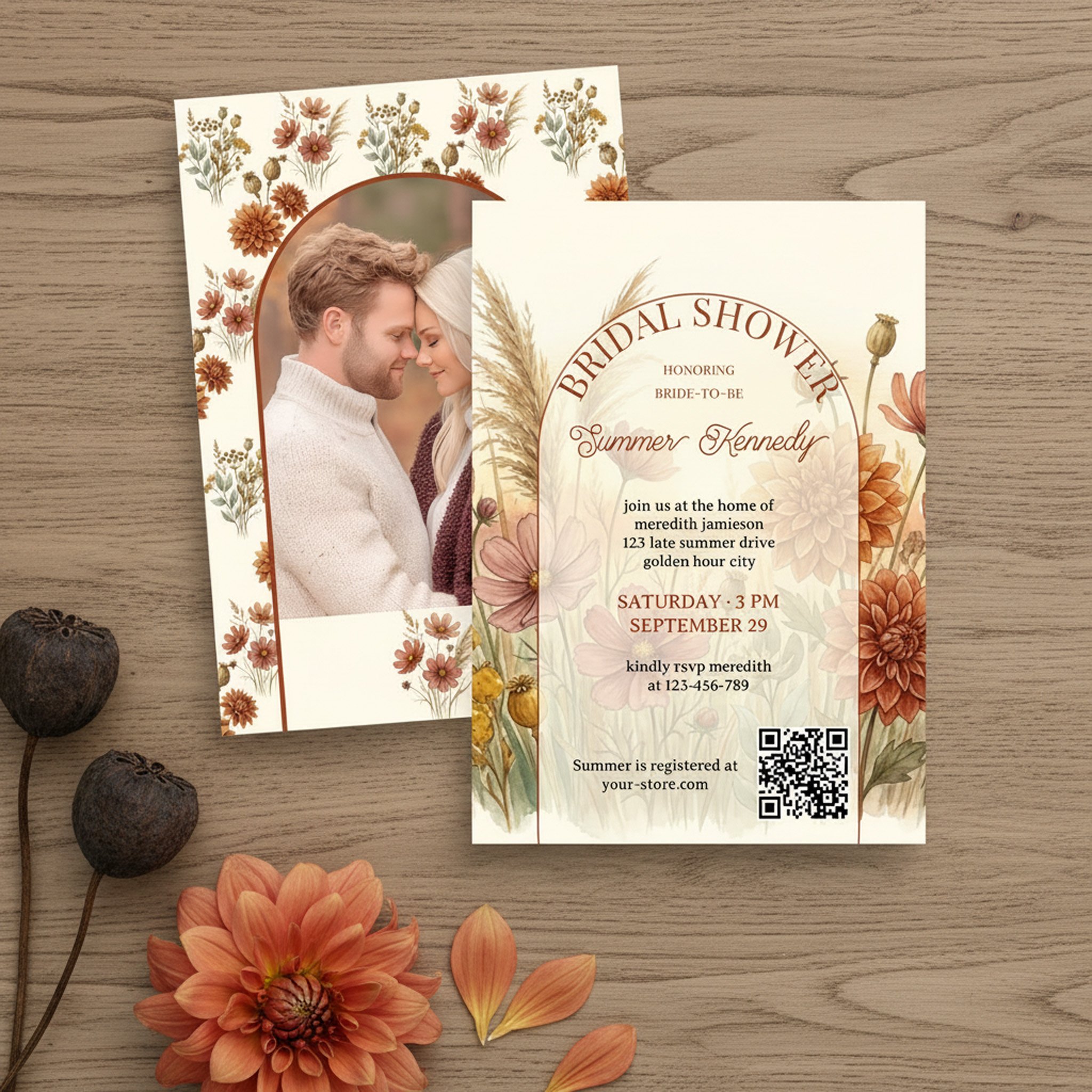 Terracotta Wildflower Sunset Boho Bridal Shower Invite