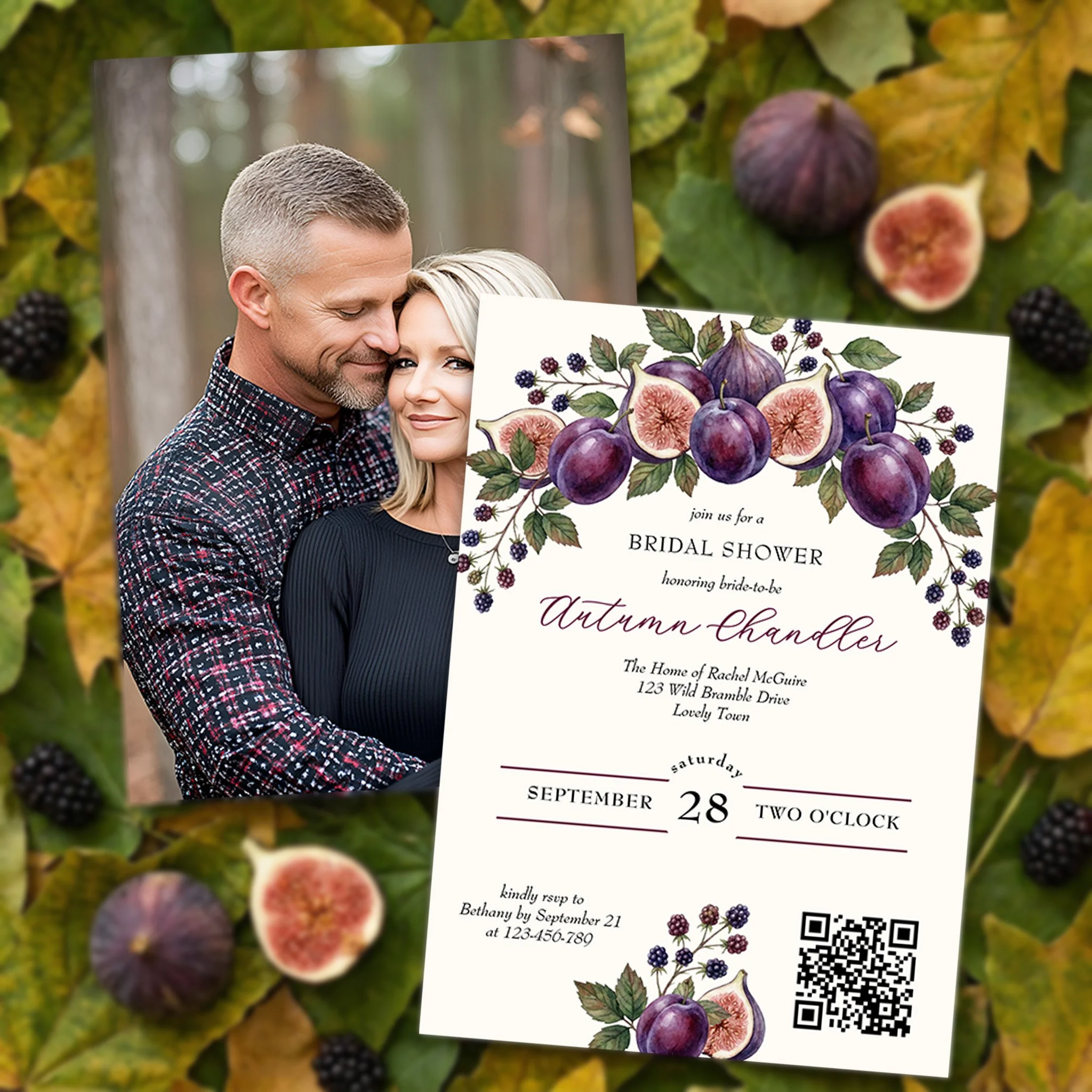 Fig and Blackberry Bridal Shower Invitation