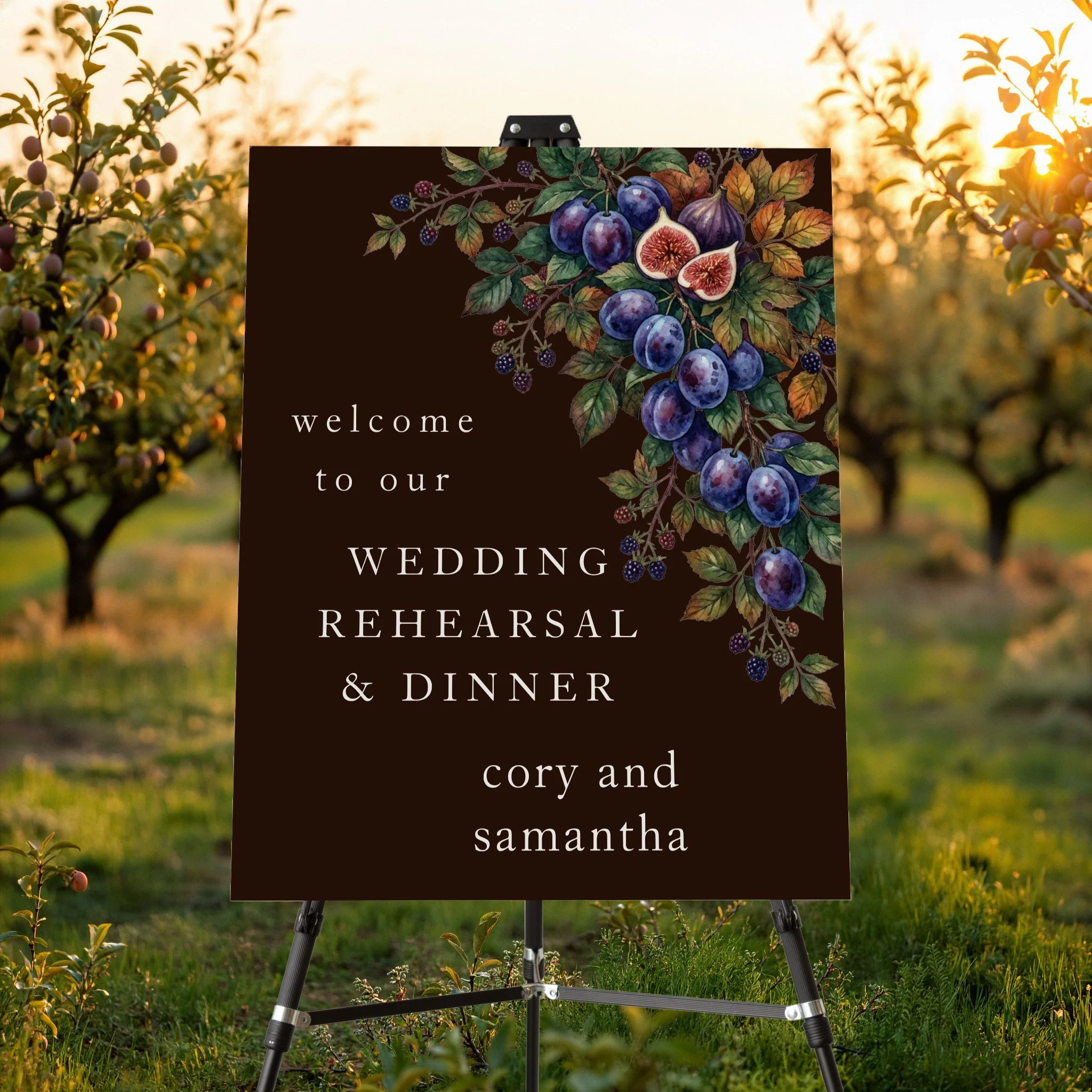 Dark Romantic Autumn Floral Entryway Welcome Sign