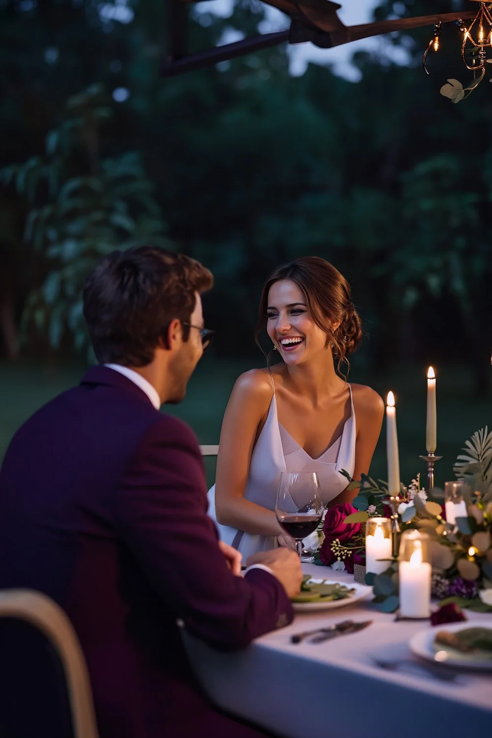 Candlelit Rehearsal Dinner Table