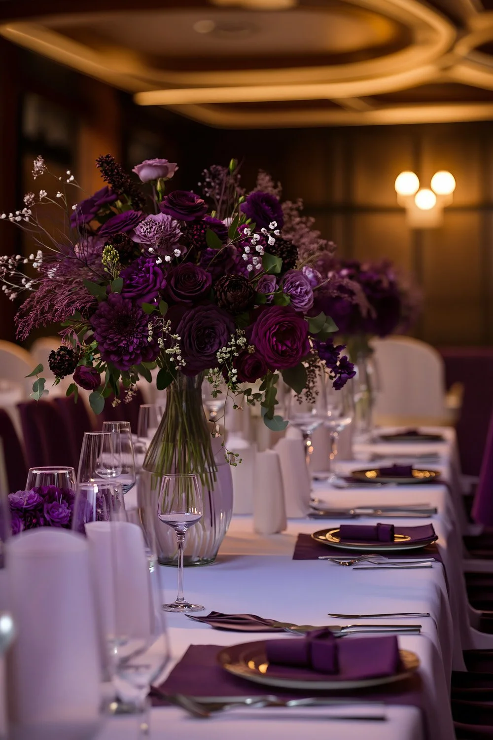 Purple and Espresso Dining Space