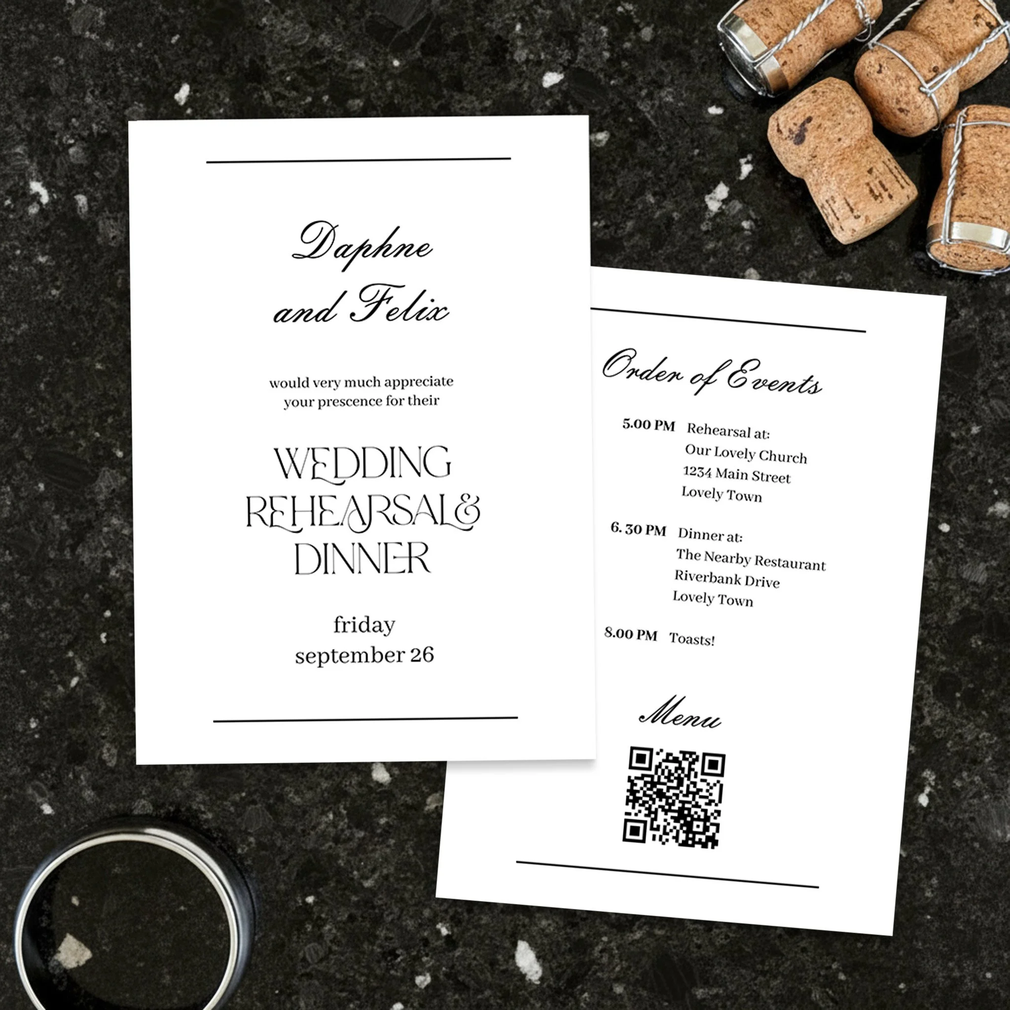 Modern Ultra Minimalist Serif Rehearsal Dinner Invitation