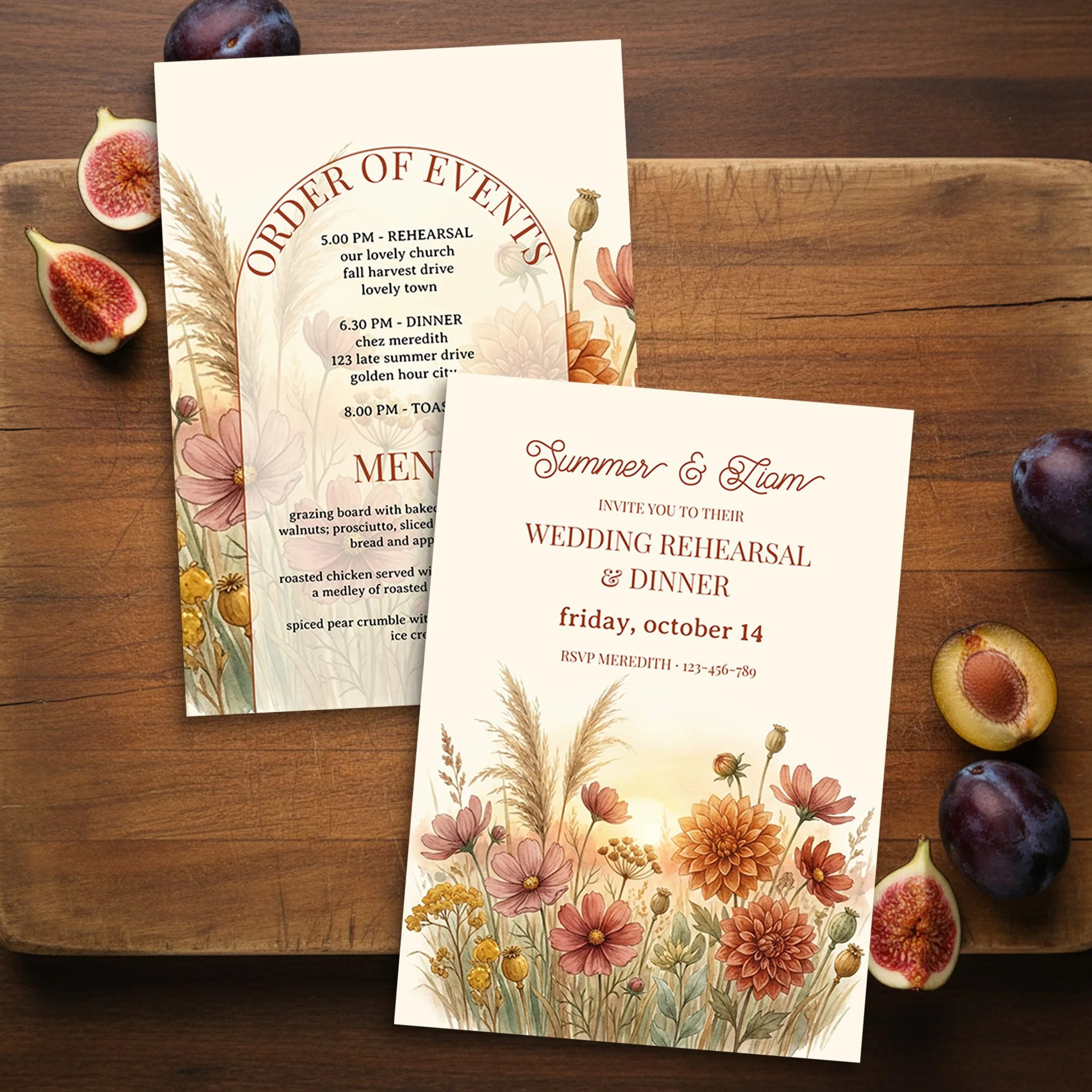 Boho Terracotta Wildflower Rehearsal Dinner Invitation