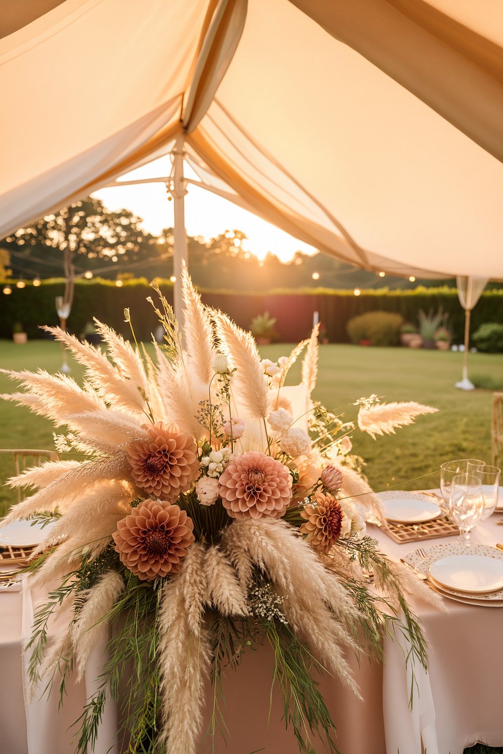 Boho Terracotta Rehearsal Dinner Sailcloth Tent