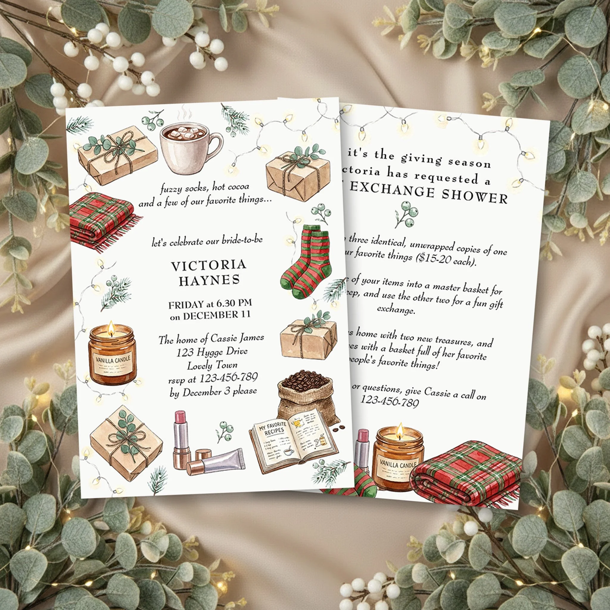 Cozy Favorite Things Gift Exchange Bridal Shower Invitation