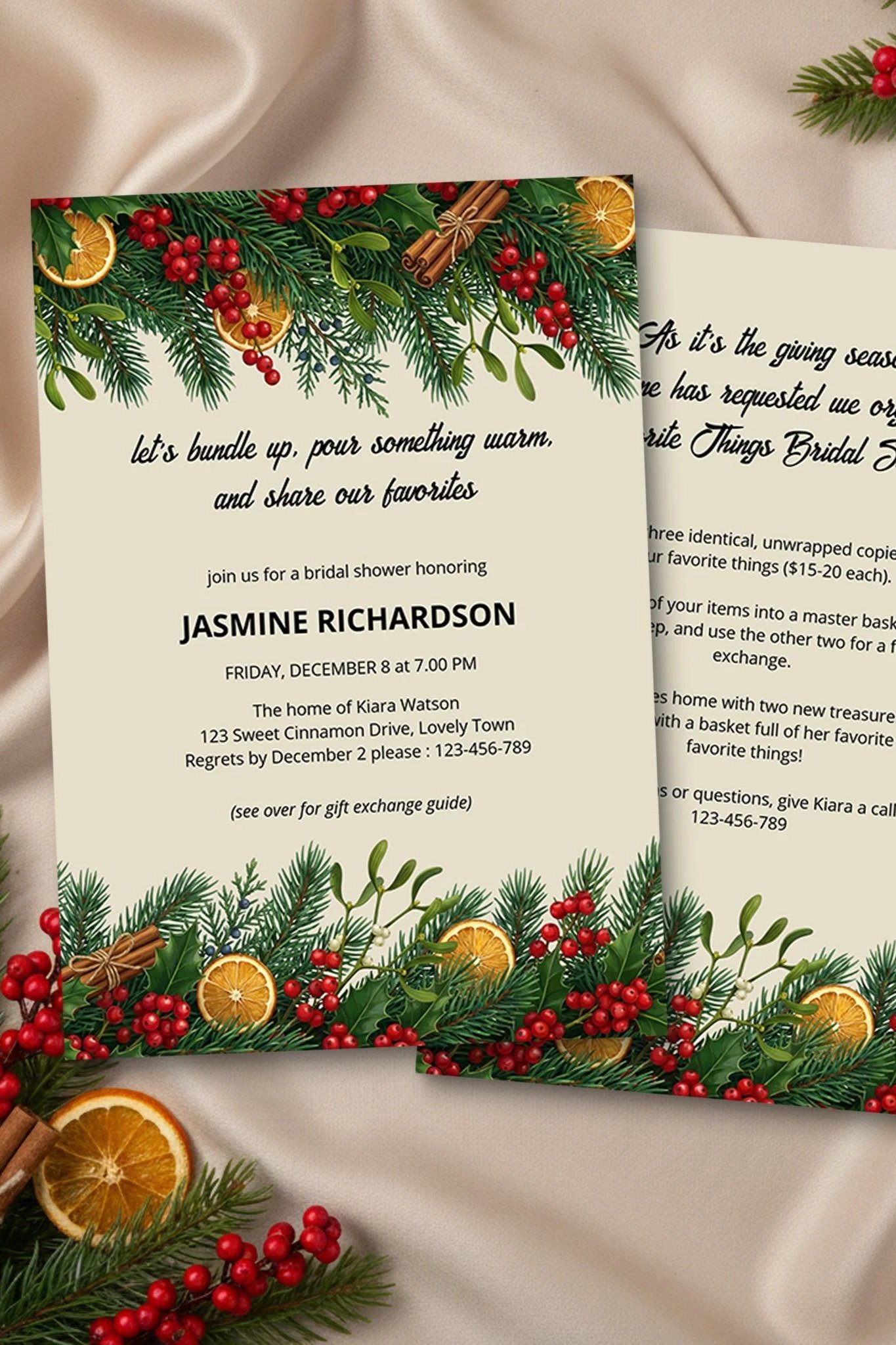 Favorite Things Winter Spice and Berries Bridal Shower Invitation