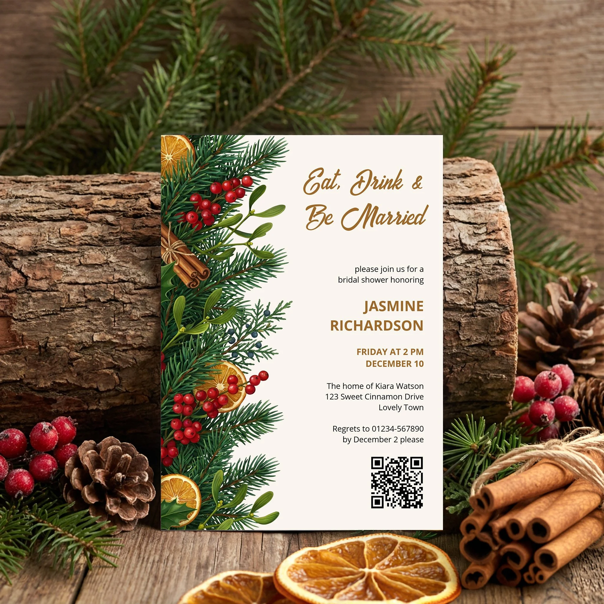 Eat Drink &amp; Be Married Festive Bridal Shower Invitation