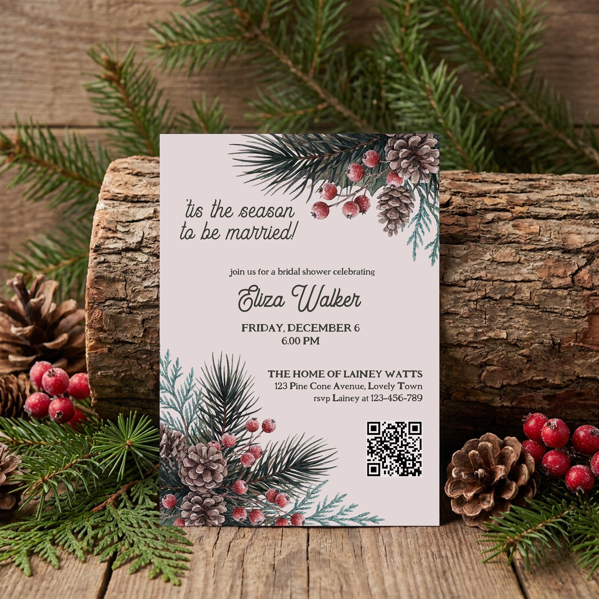 Tis the Season to be Married Bridal Shower Invitation