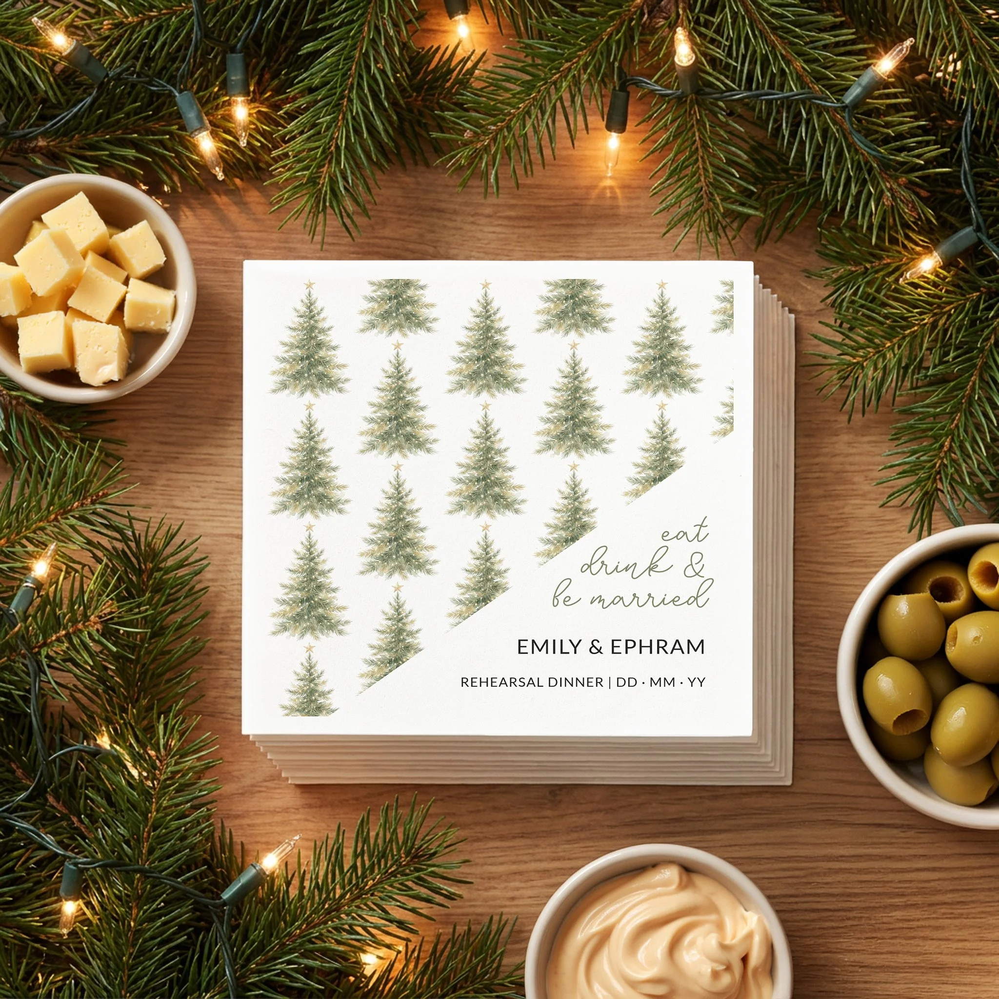 Christmas Tree Eat Drink and Be Married Rehearsal Dinner Napkins (Copy)