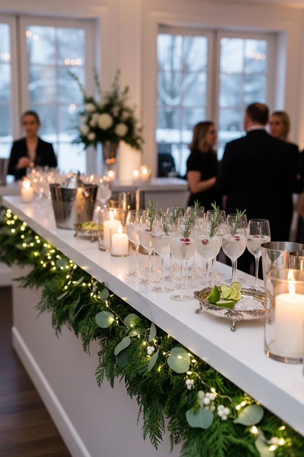 Sophisticated Holiday Signature Drinks Bar at Wedding Rehearsal Dinner