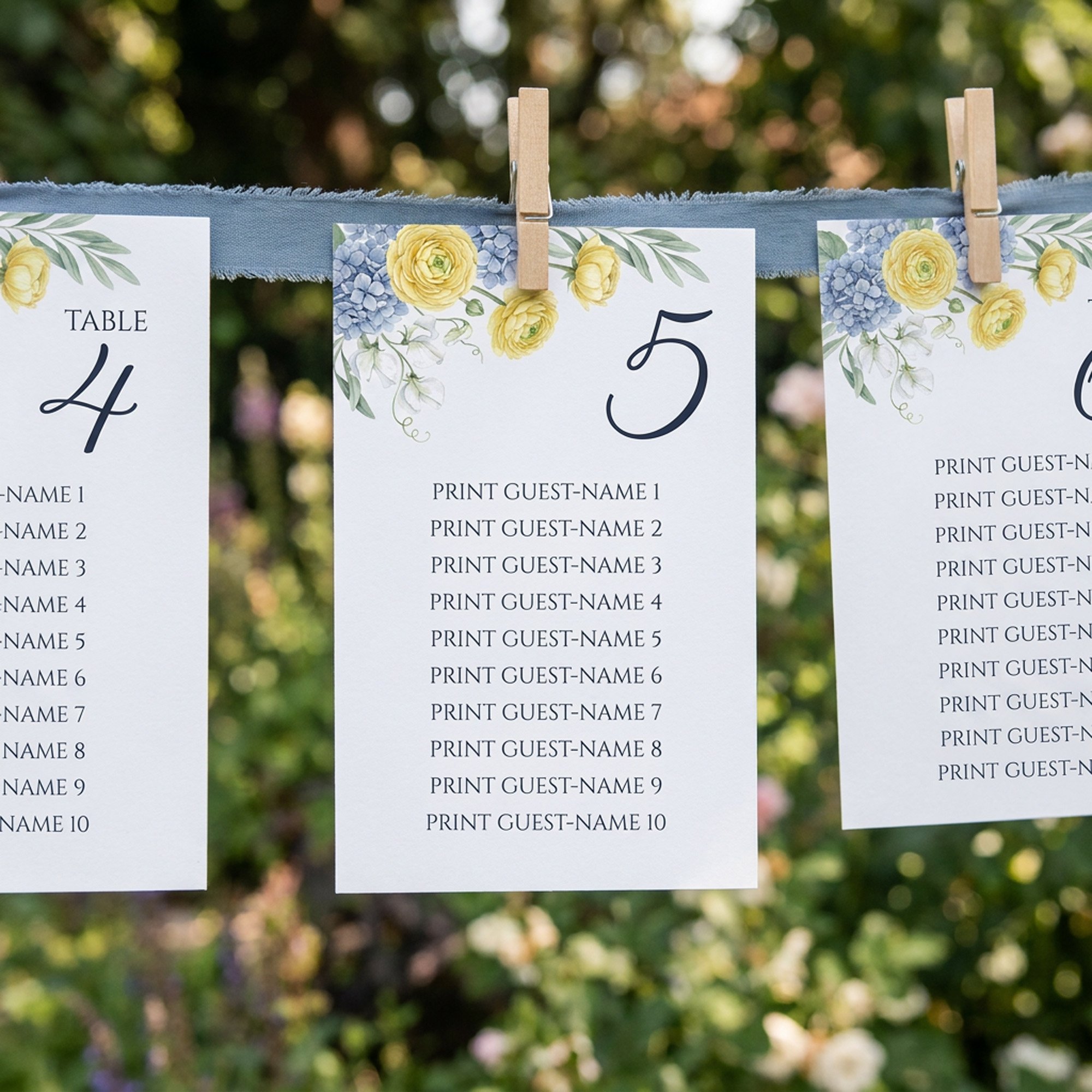 Wedding Seating Chart Cards from the French Country Garden Wedding Collection by Darling & May
