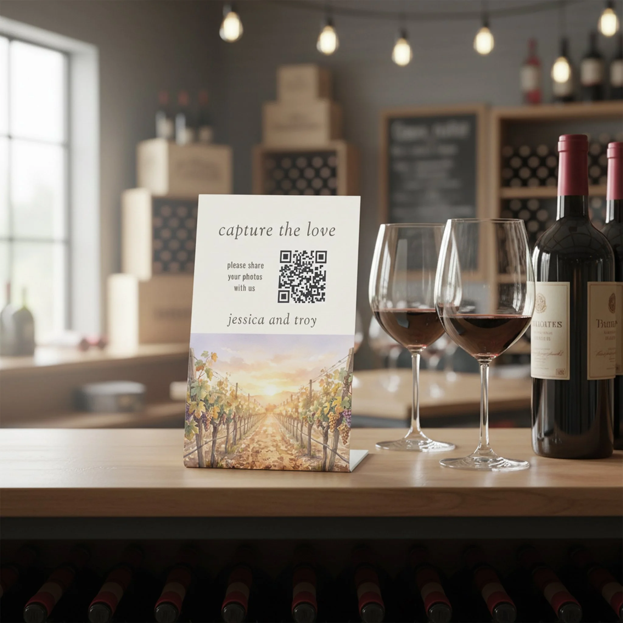 Photo Sharing QR Code wedding table sign