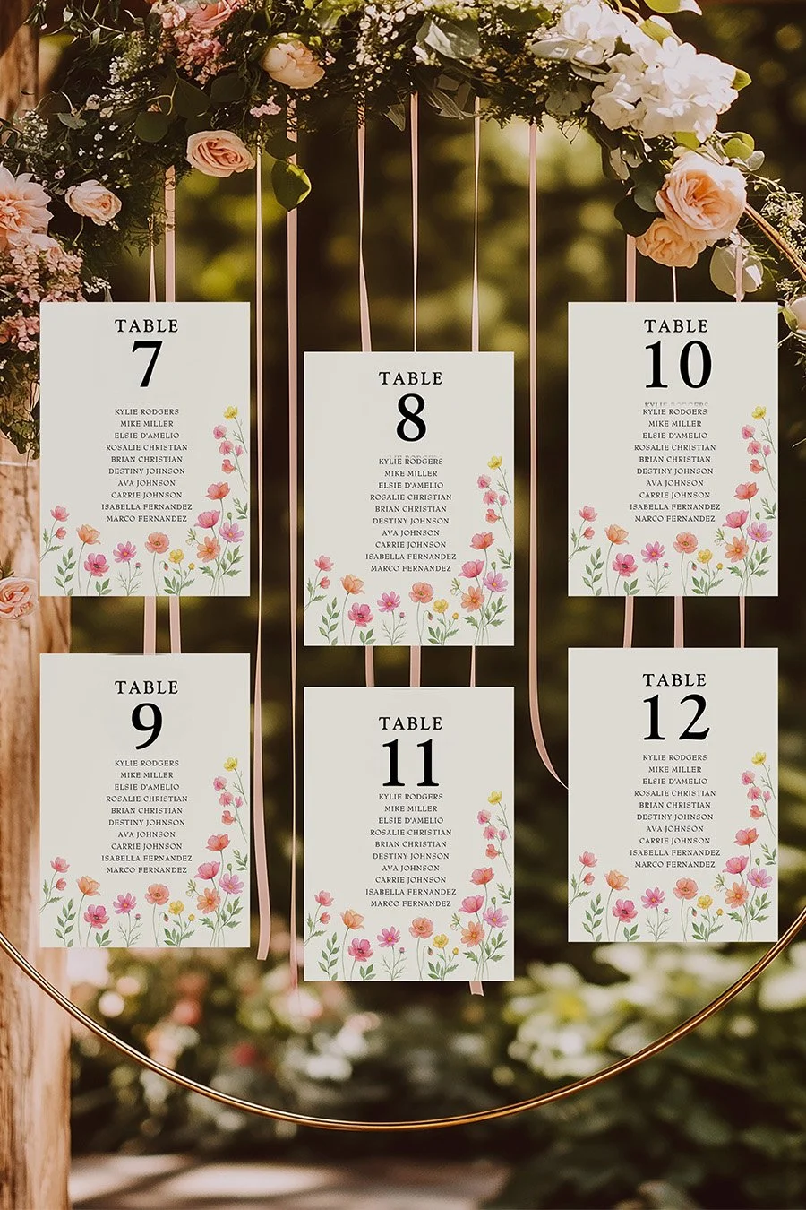 Wildflower bloom table seating chart