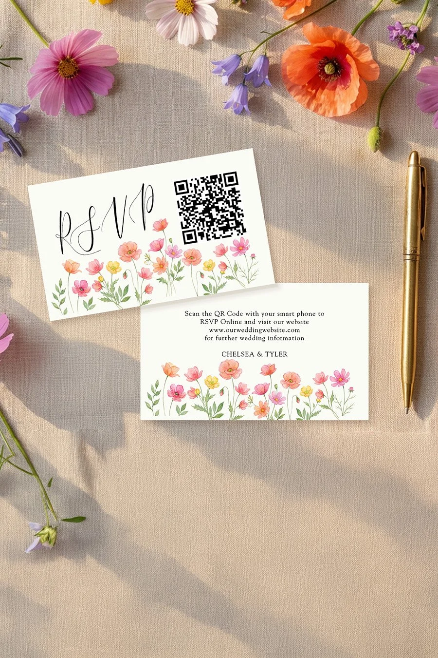 Wildflower bloom online rsvp qr code enclosure card