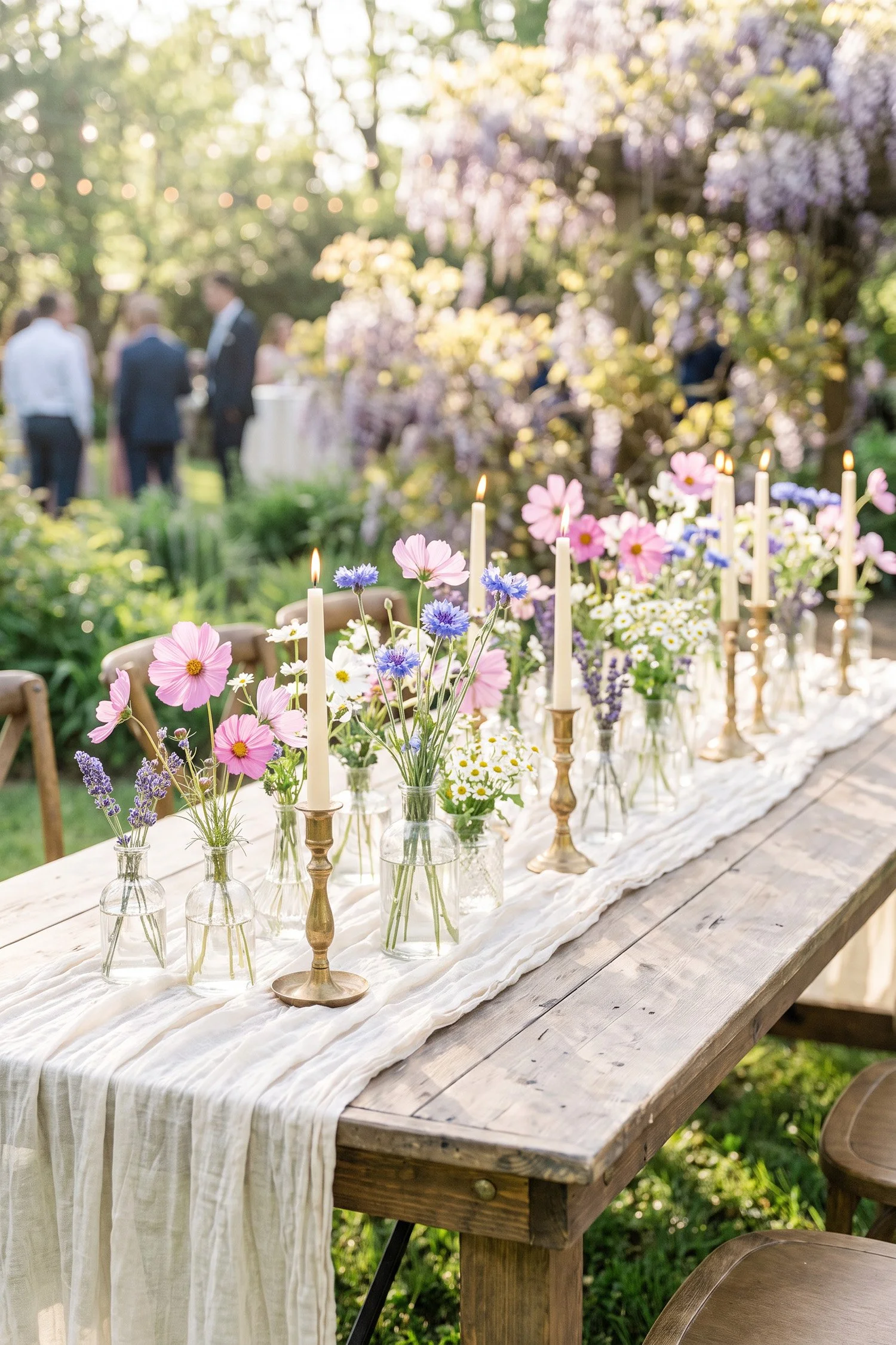 Editorial wedding photography of an aesthetic spring garden reception tablescape