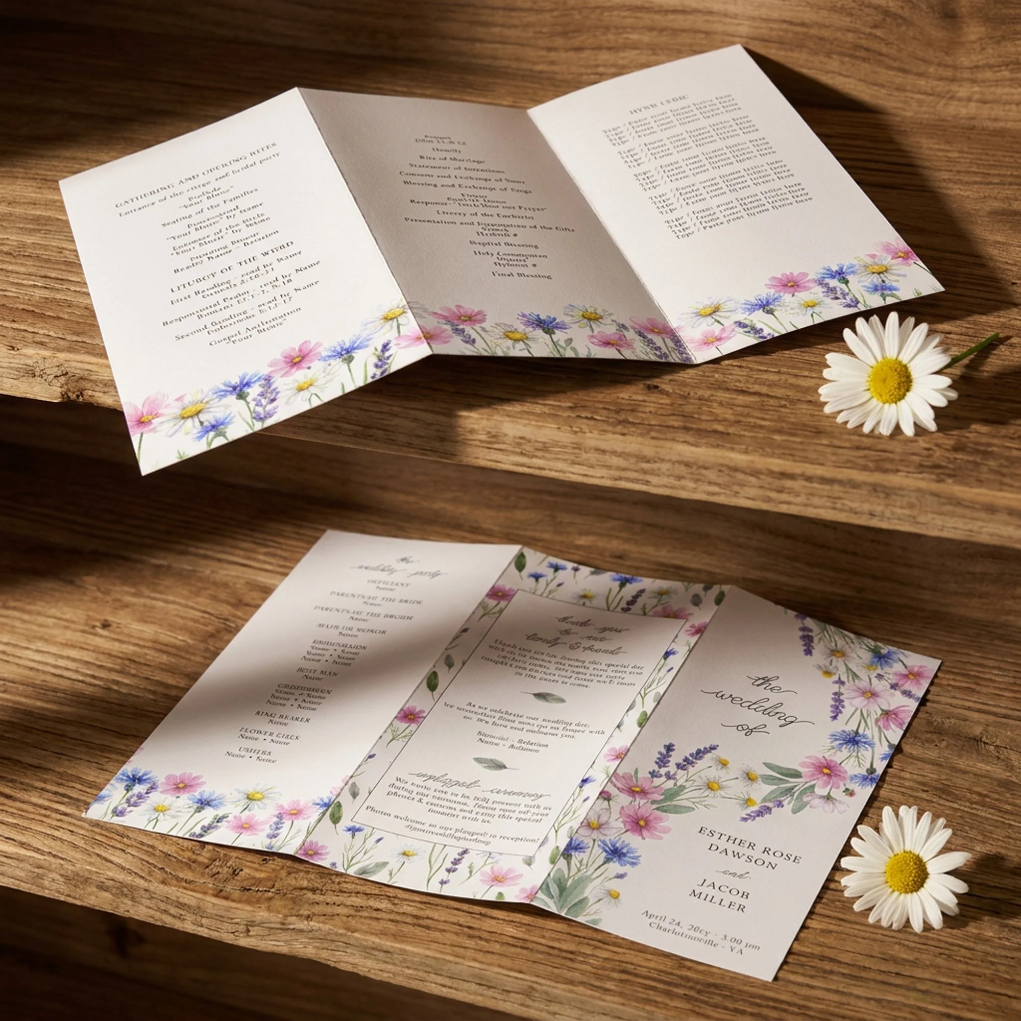 Trifold Wedding Program Brochures