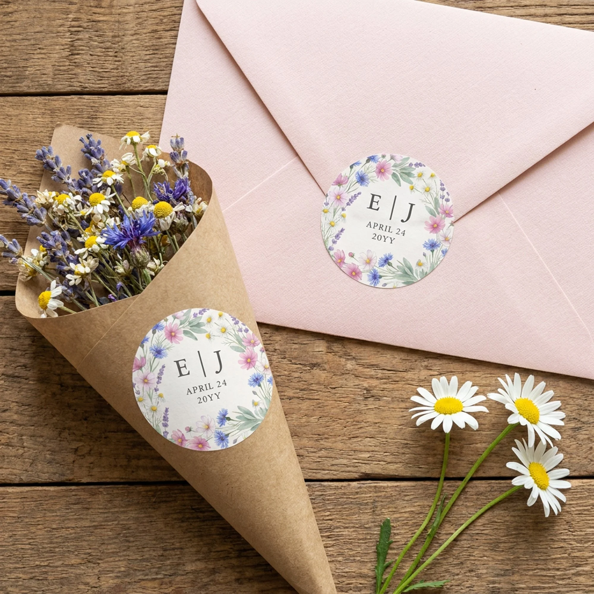 Stickers to use as envelope seals and favor labels