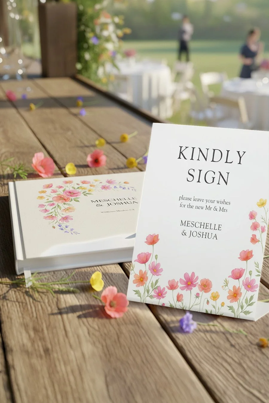 Wildflower bloom guest book and sign