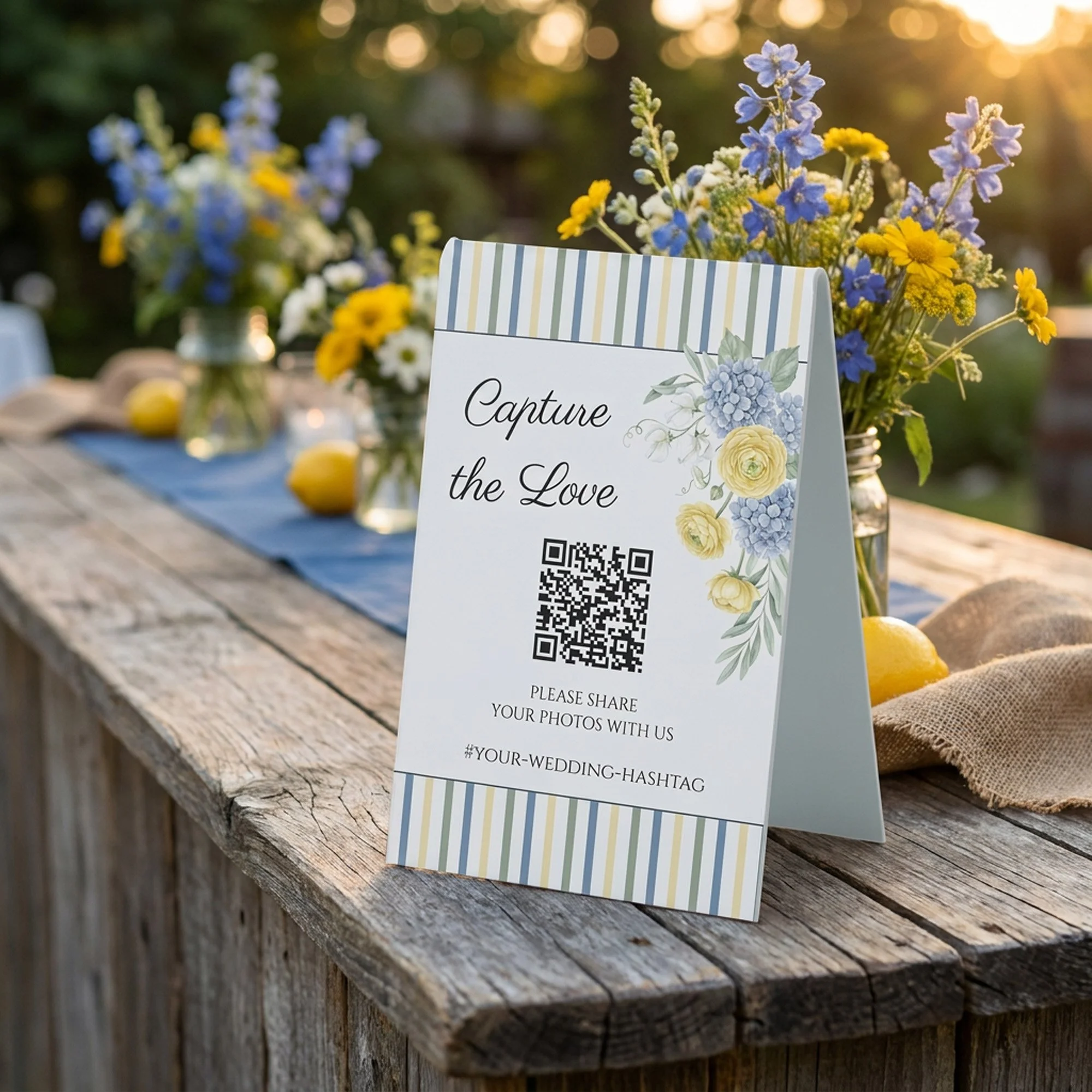 Capture the Love Photo Sharing Sign with QR Code, from the French Country Garden wedding collection by Darling & May