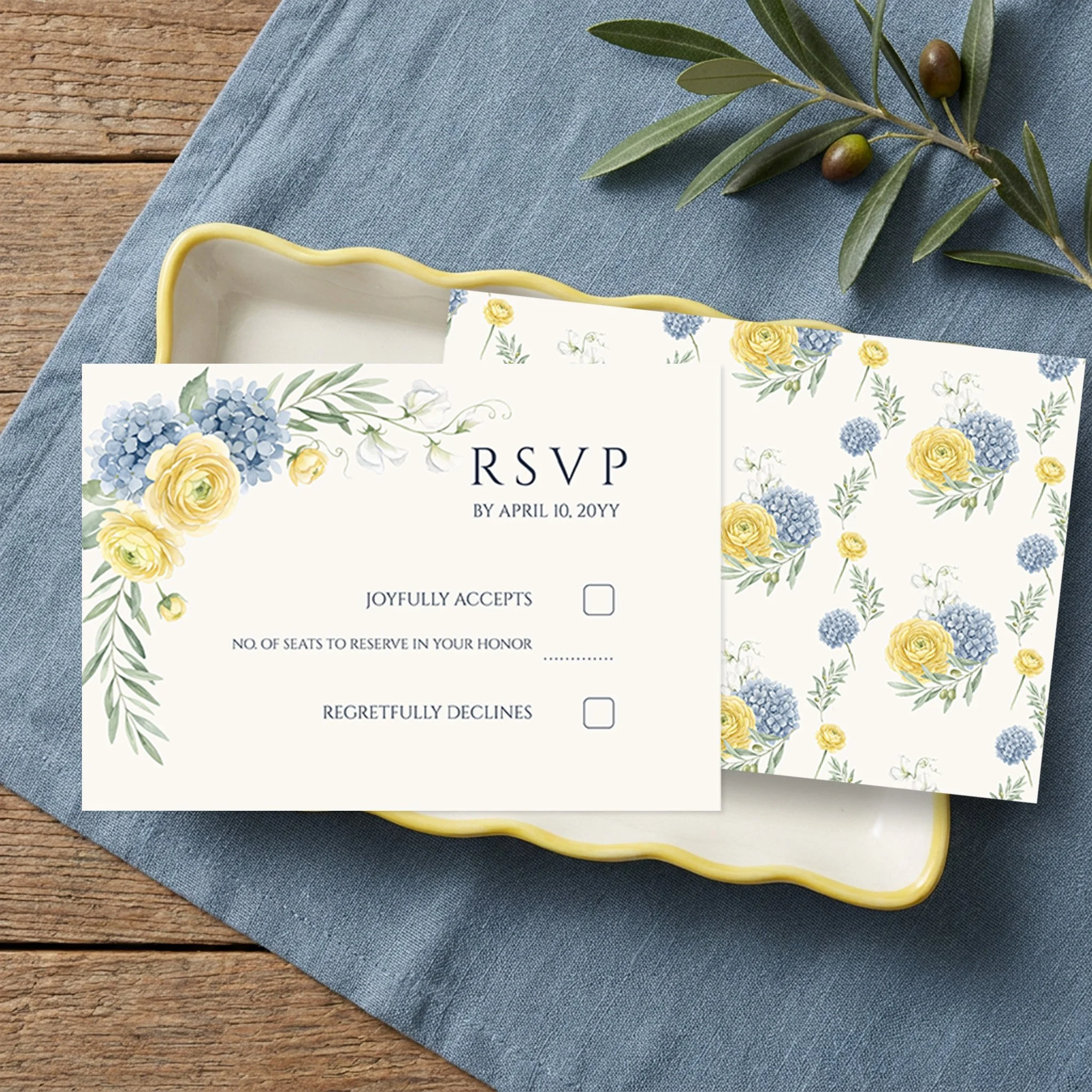 Traditional RSVP Card from the French Country Garden wedding collection by Darling & May