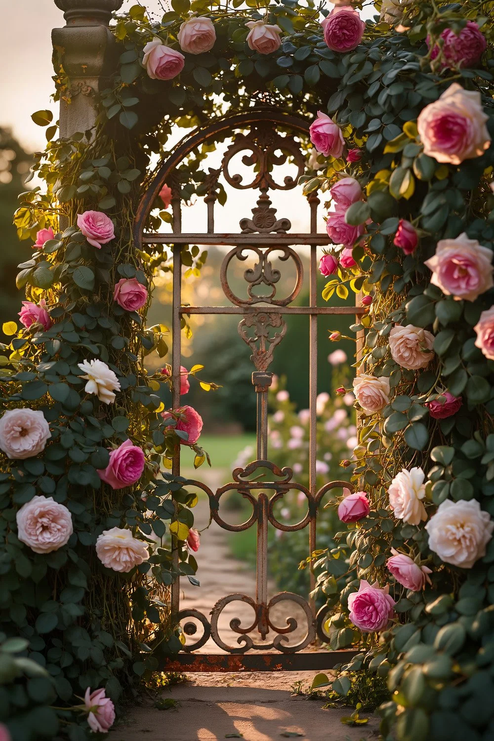 Wrought Iron Gate Floral Wedding Entrance