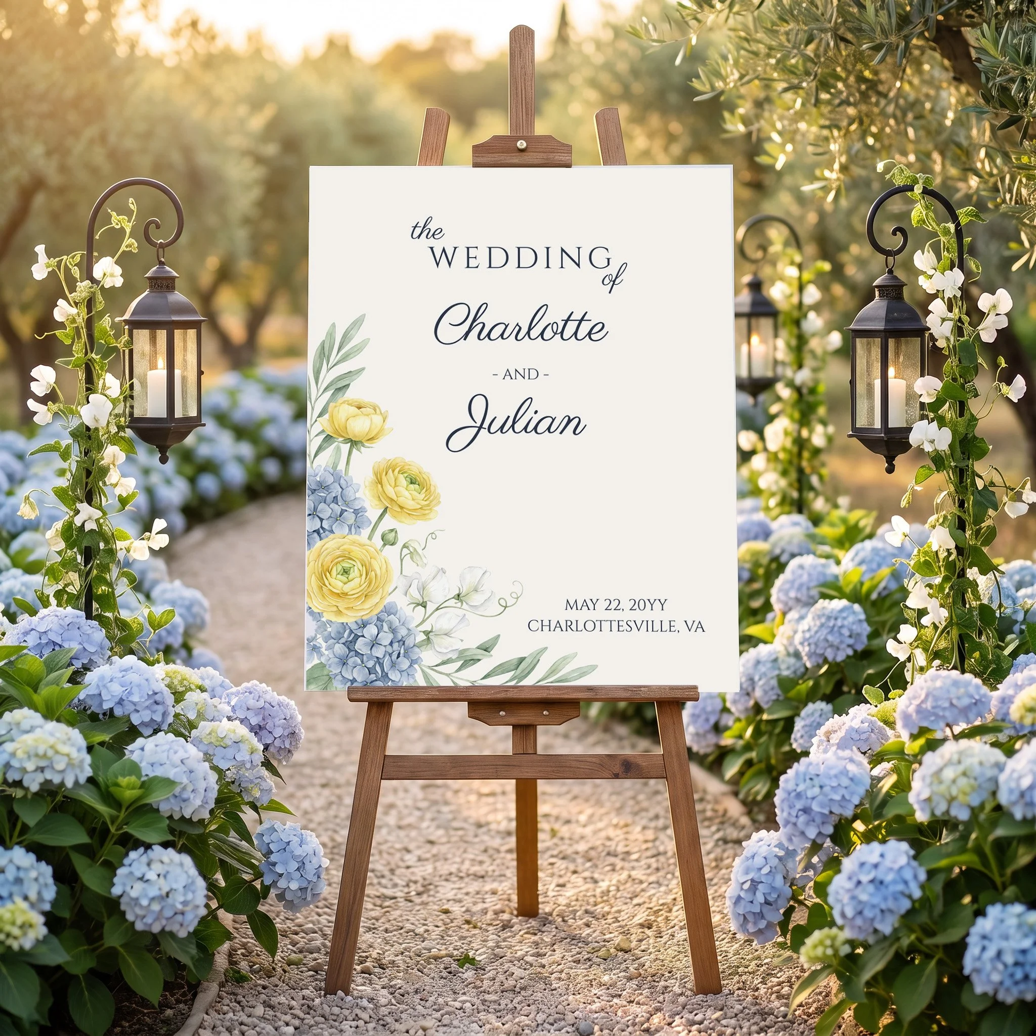 Wedding Welcome Board from the French Country Garden wedding collection by Darling & May