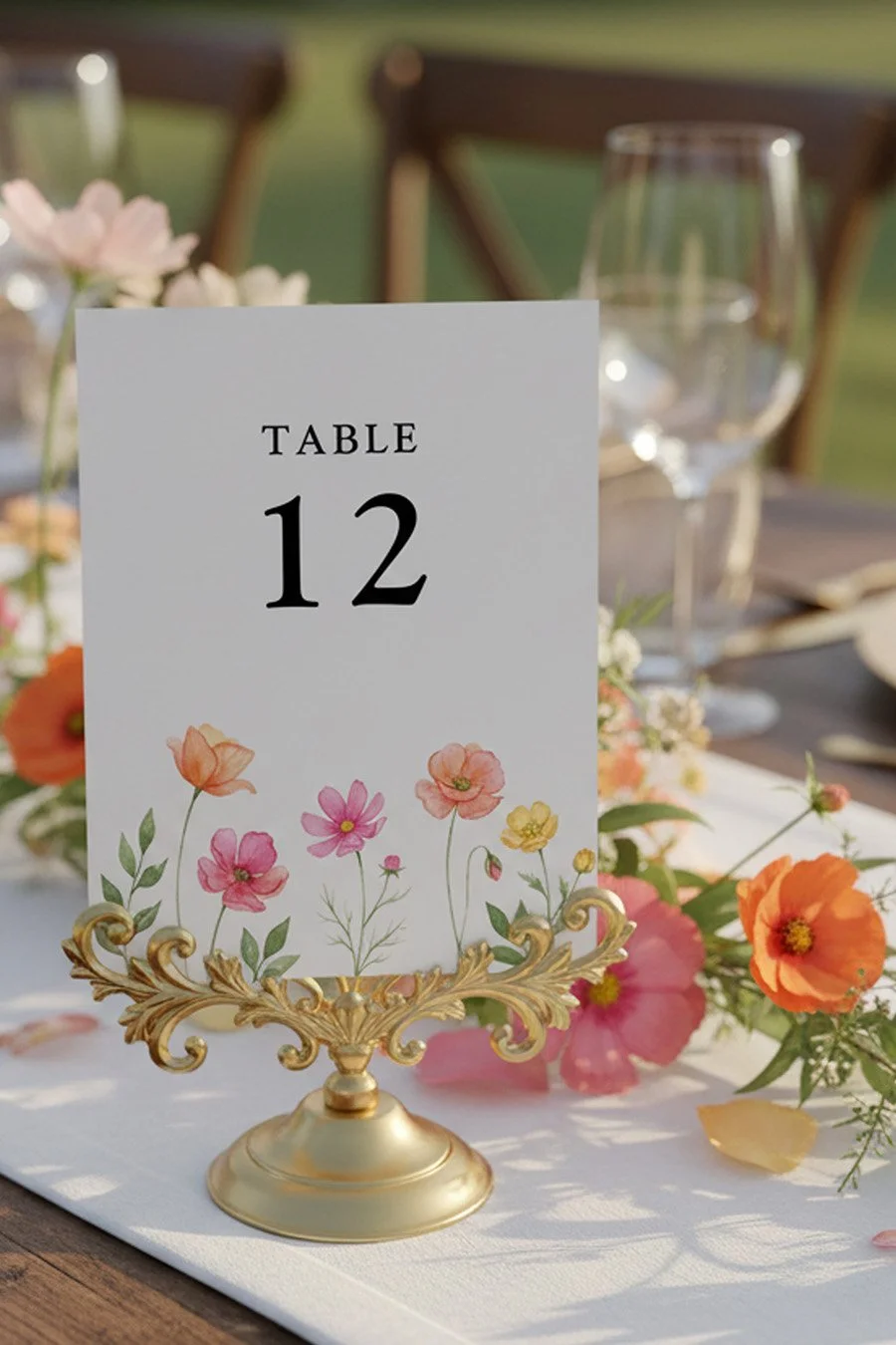 Wildflower bloom wedding table number