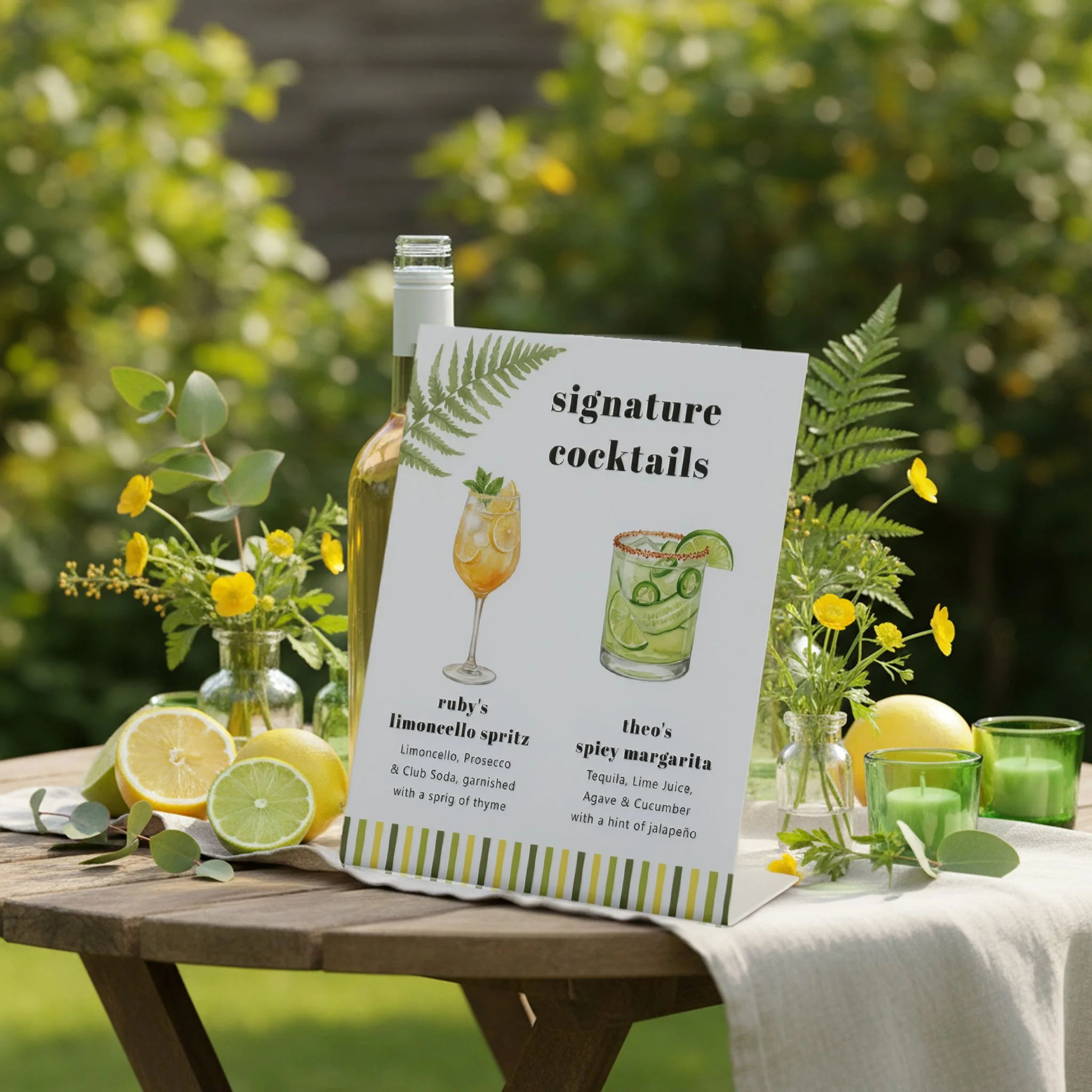 Bride and Groom Signature Cocktails wedding bar sign