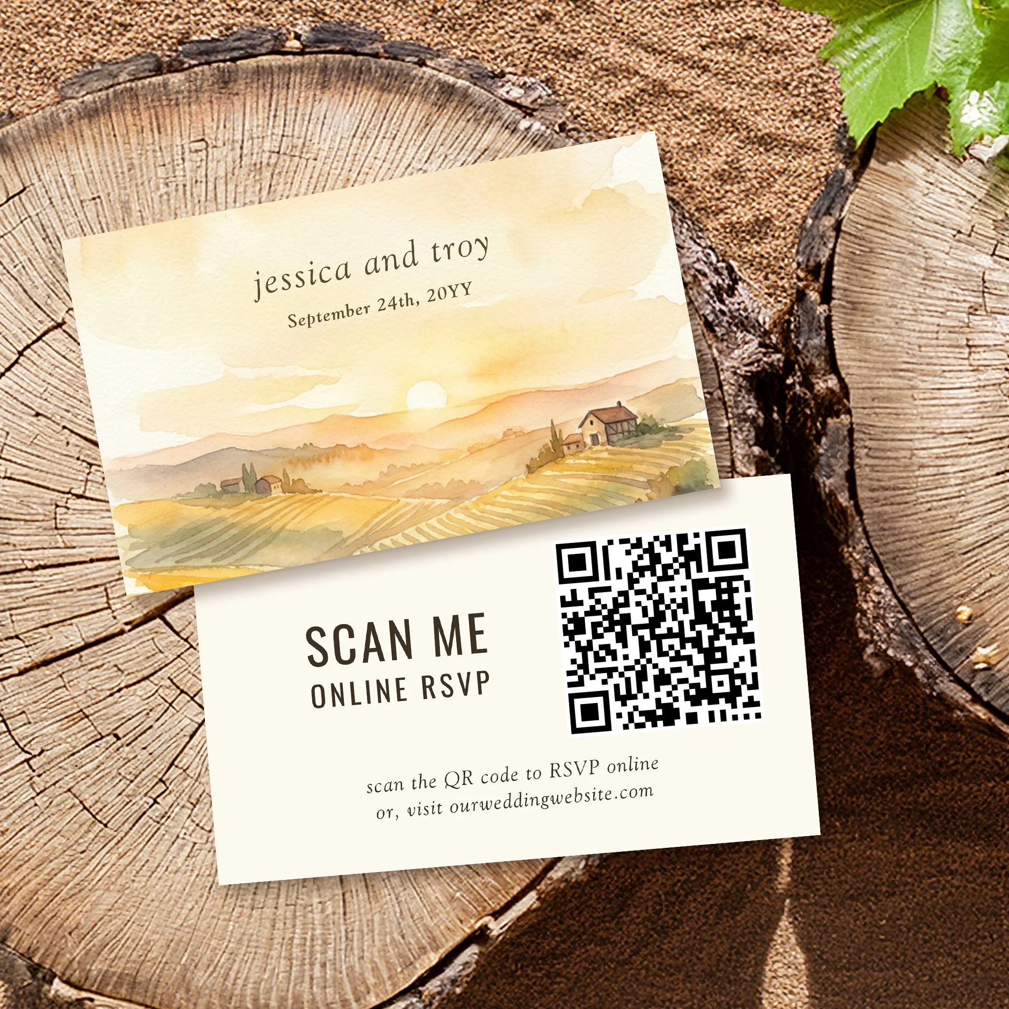Wedding website QR code cards for online rsvp
