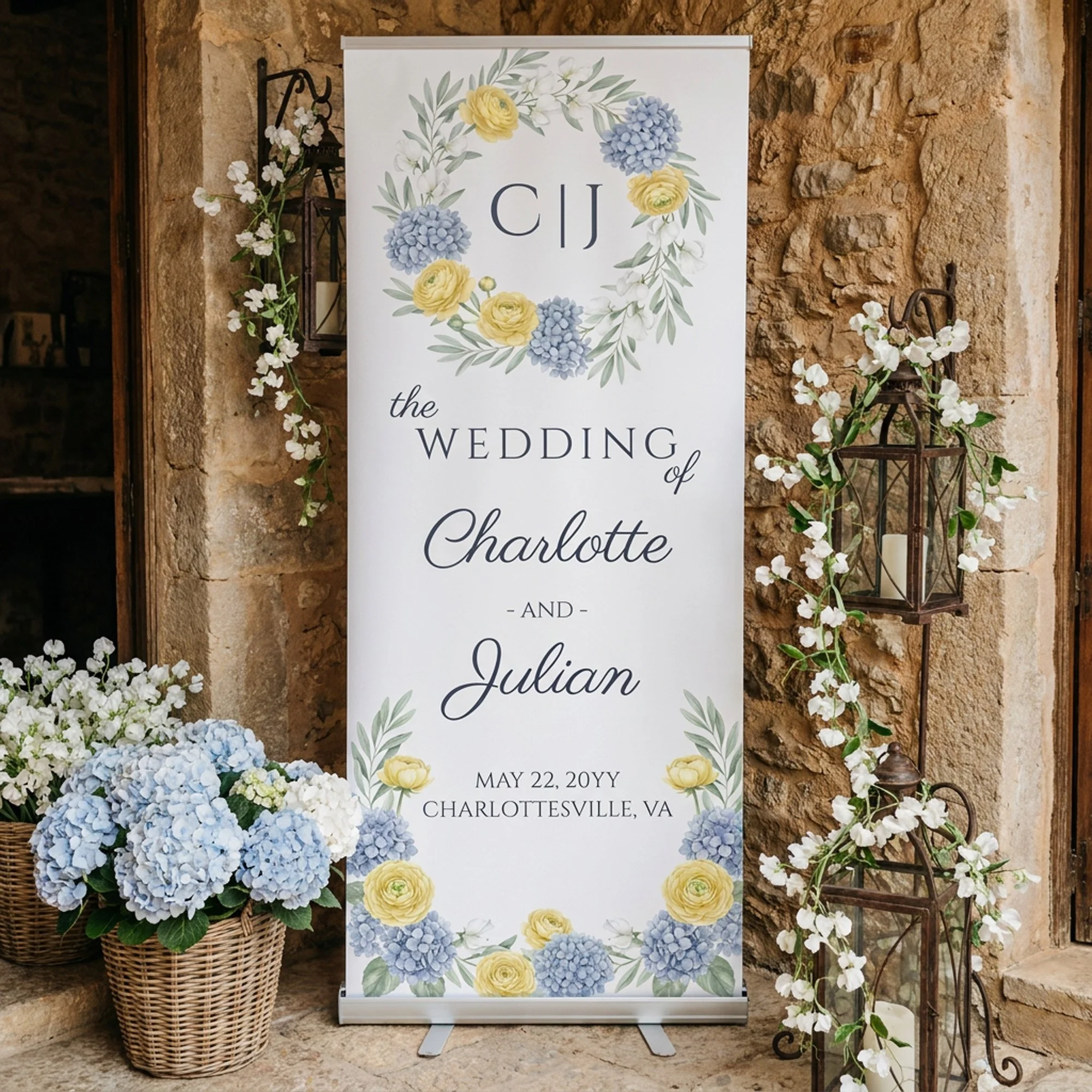 Tall Wedding Banner from the French Country Garden wedding collection by Darling & May