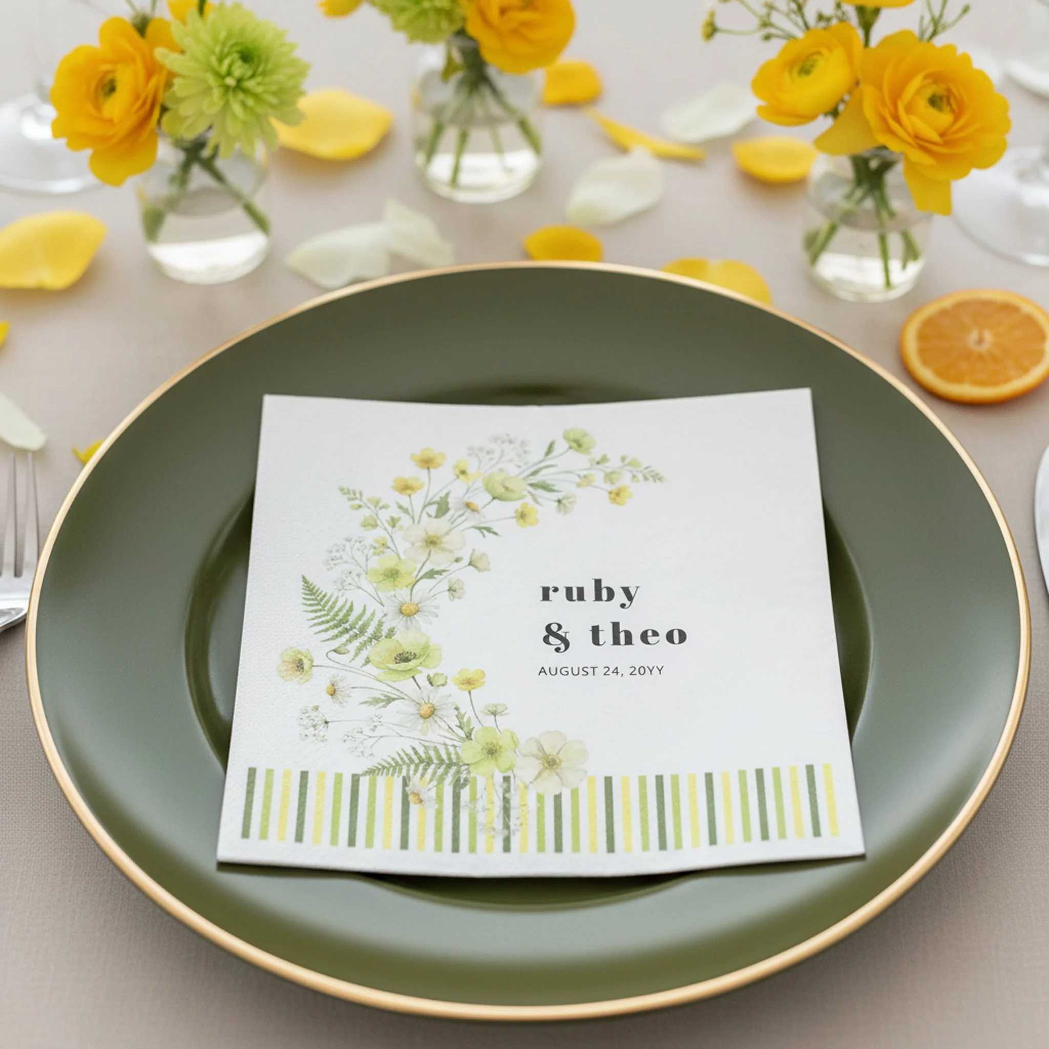 Wedding Luncheon Napkins with bride and groom names