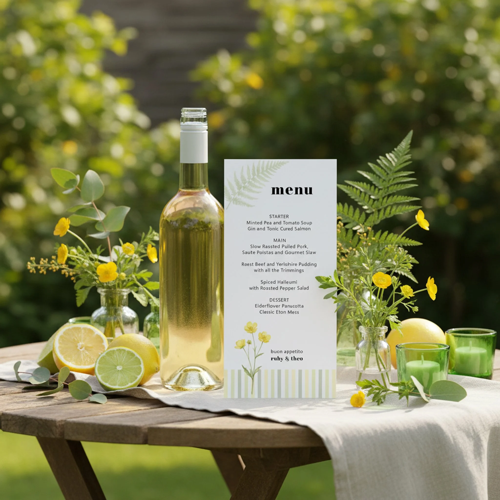 Custom wedding menu cards