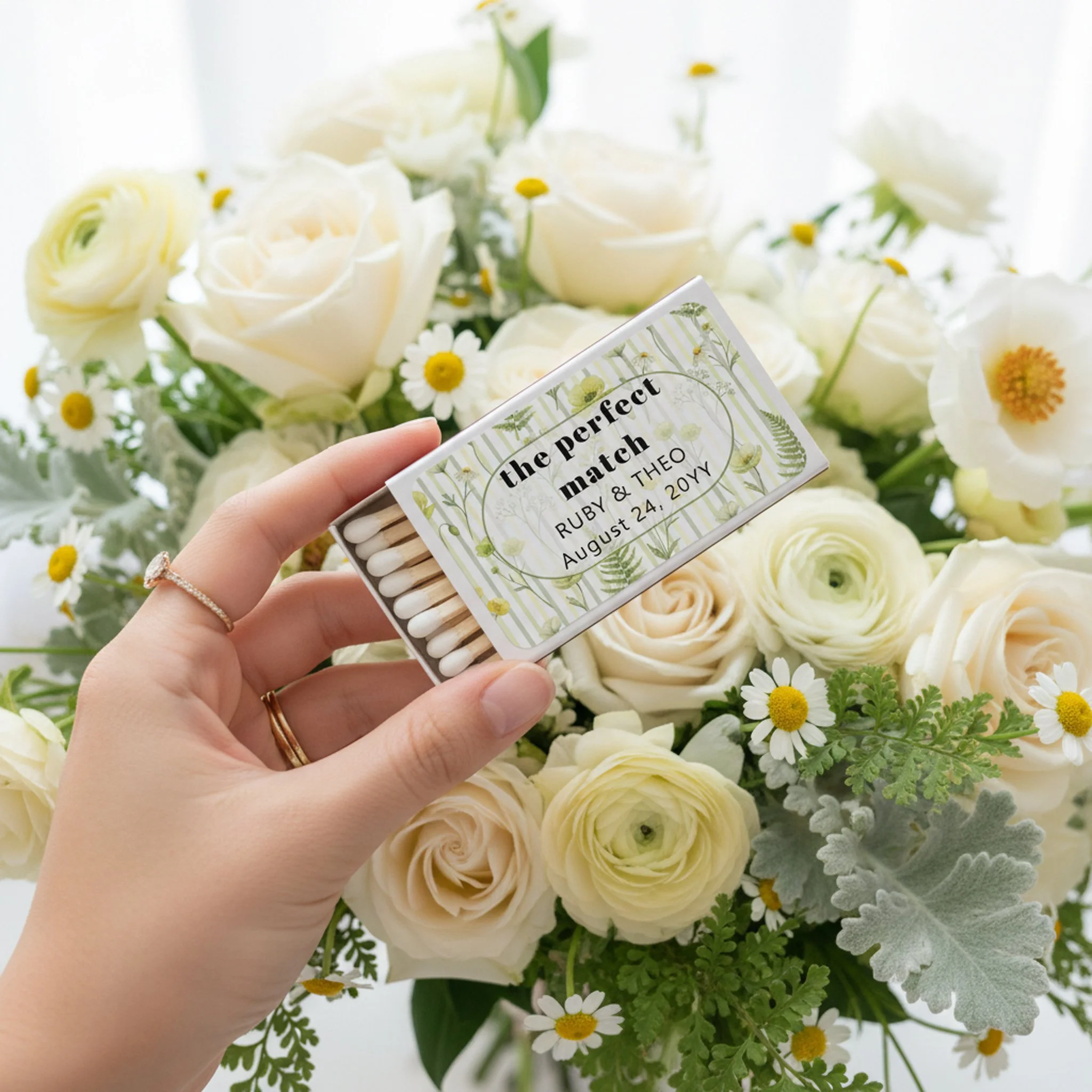 The Perfect Match wedding favor matchbox keepsakes