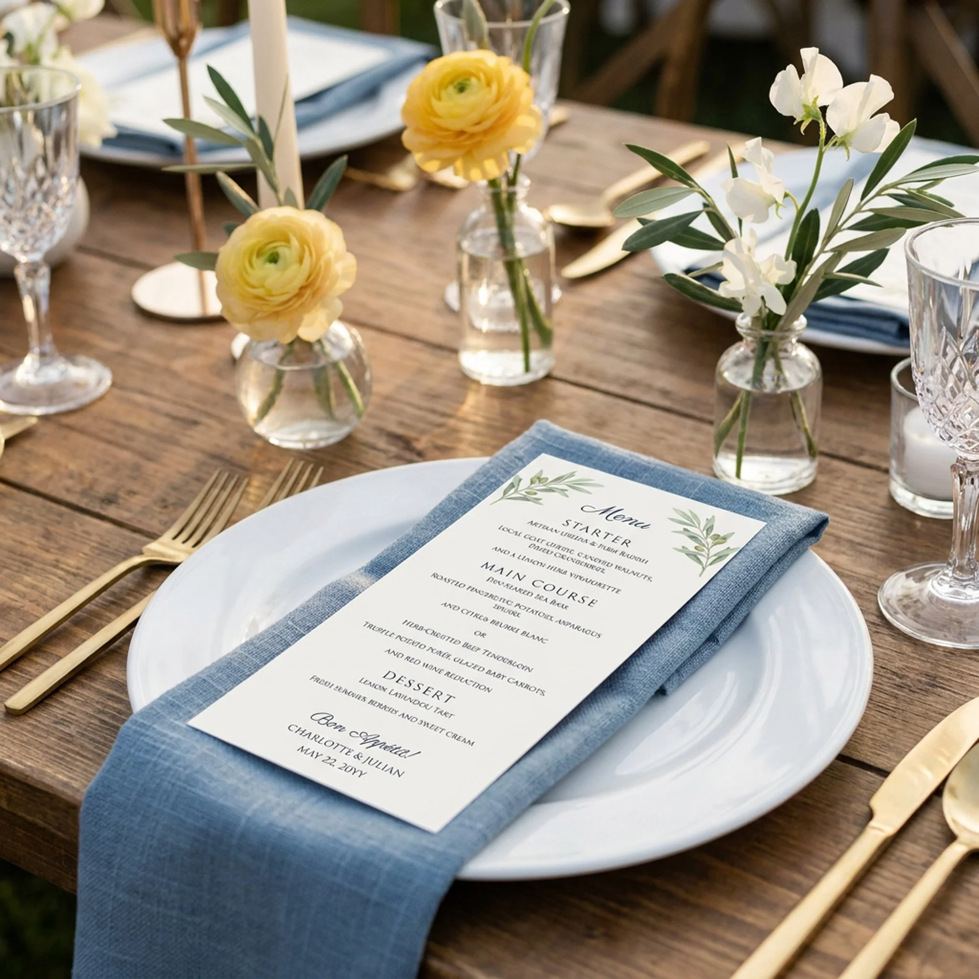 Wedding Menu from the French Country Garden Wedding Collection by Darling & May