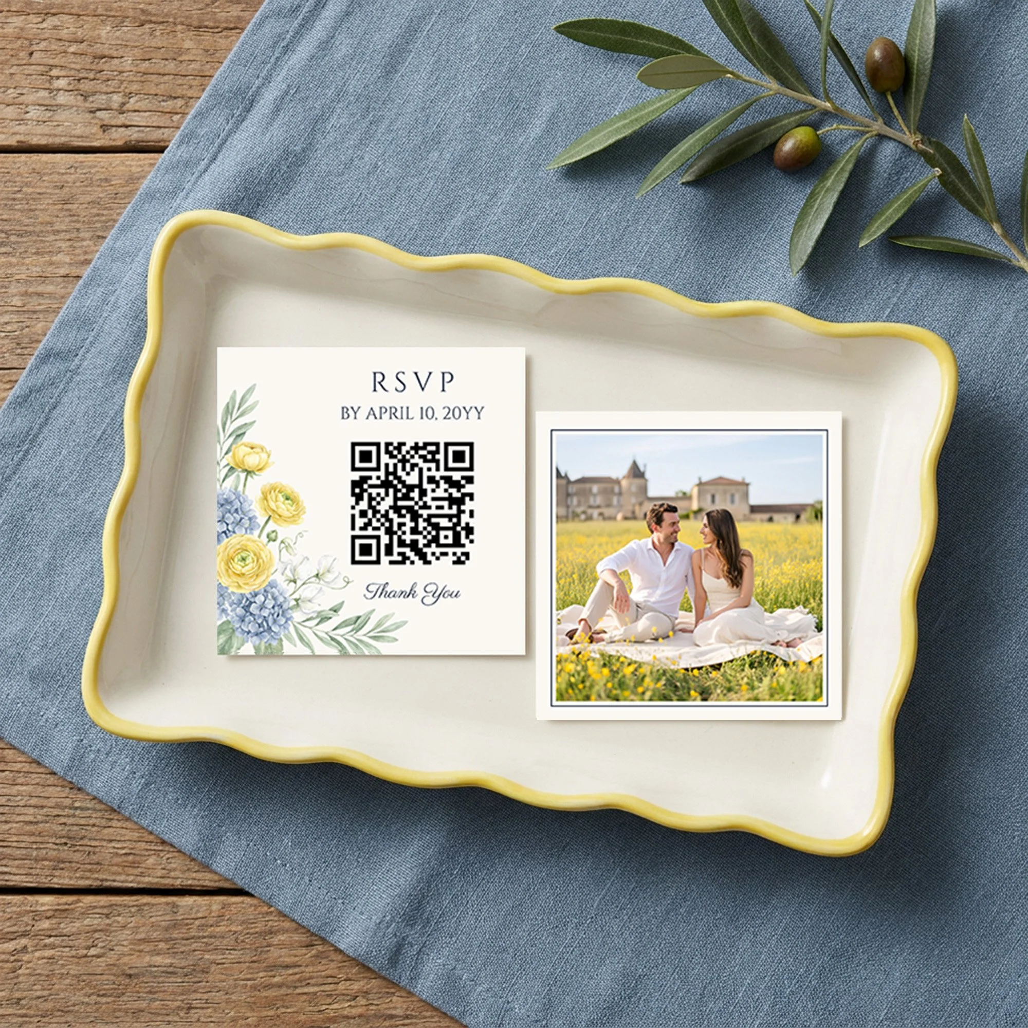 Online RSVP Card with QR Code French Country Garden wedding collection by Darling & May