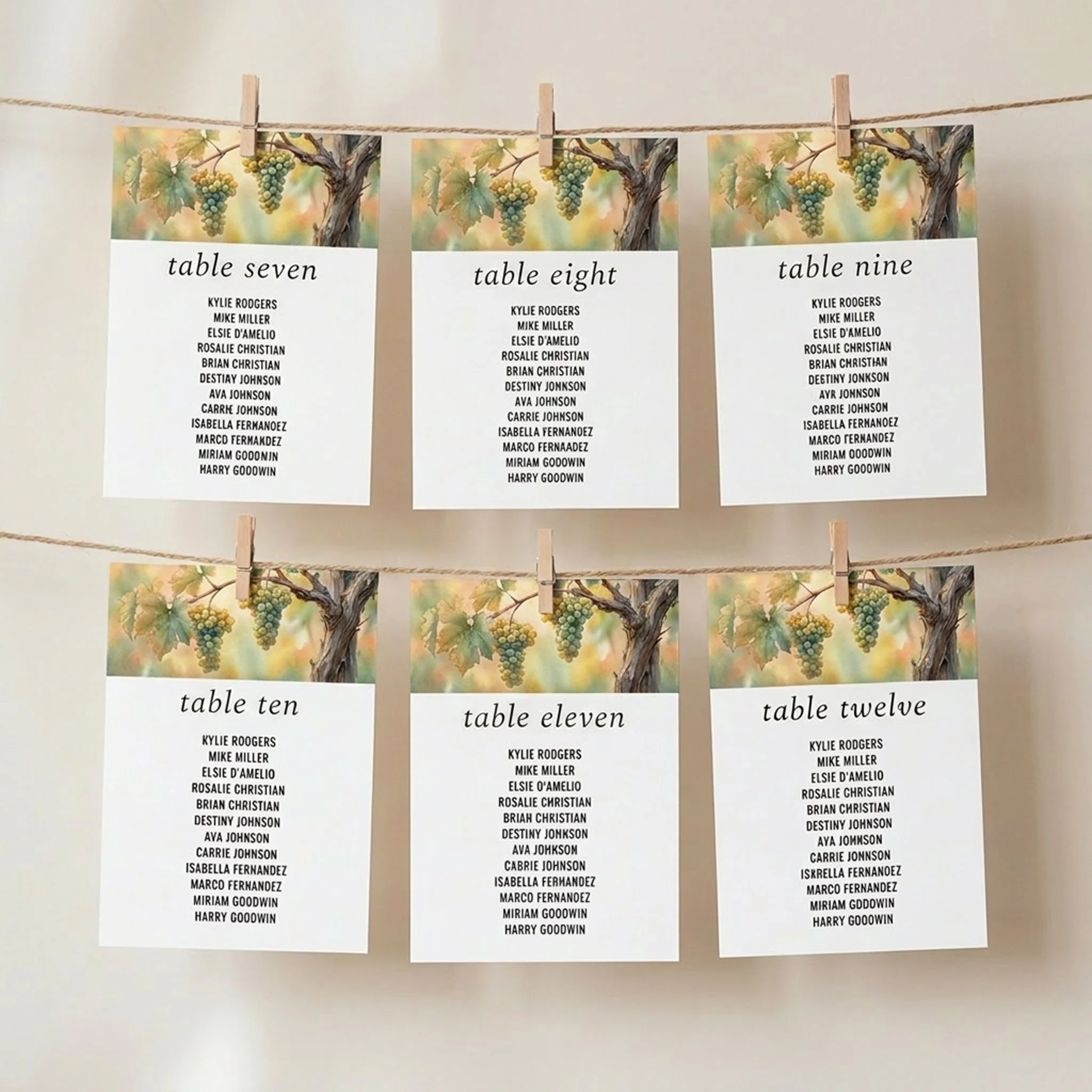 Wedding Seating Chart Cards