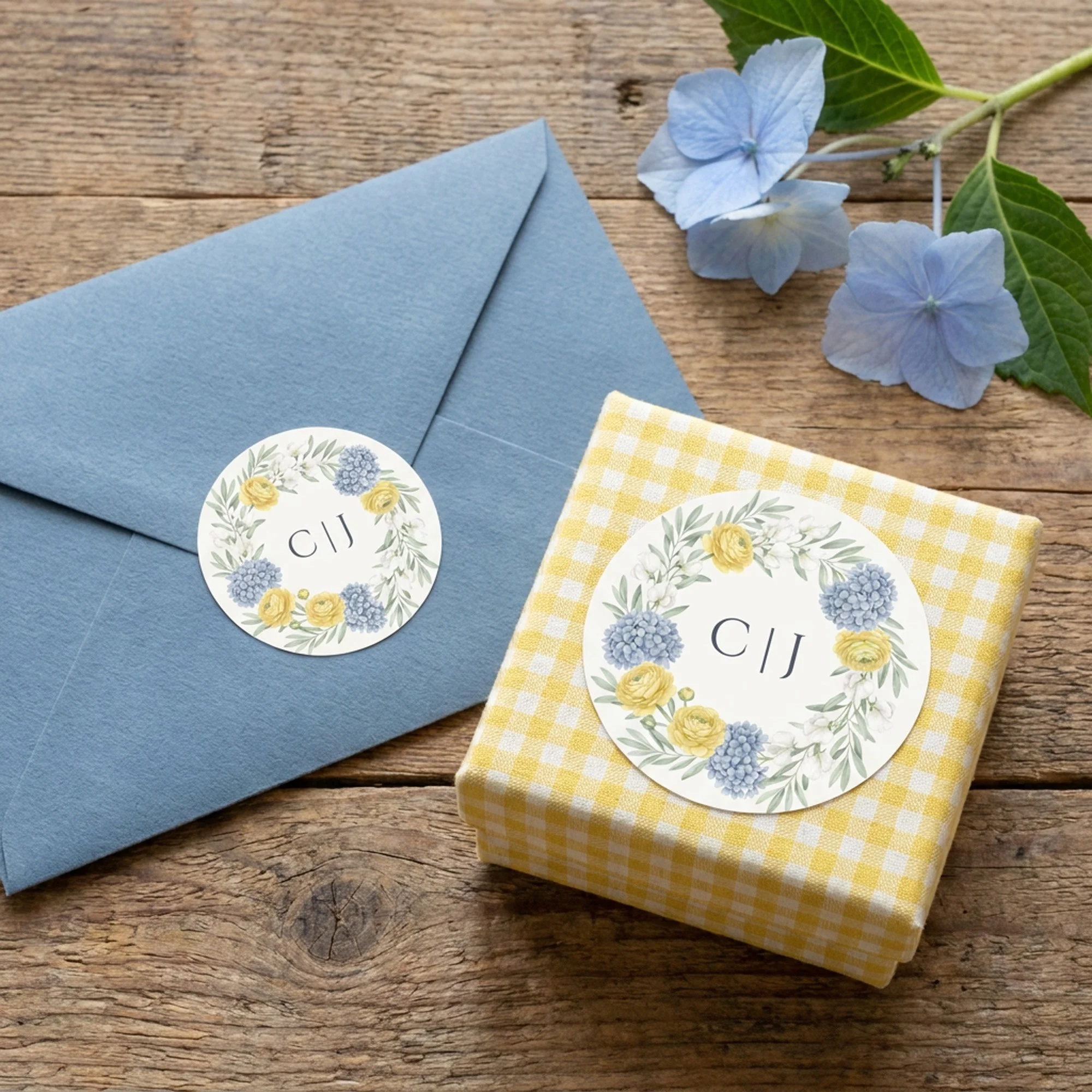 Favor Stickers and Envelope Seals from the French Country Garden Wedding Collection by Darling & May
