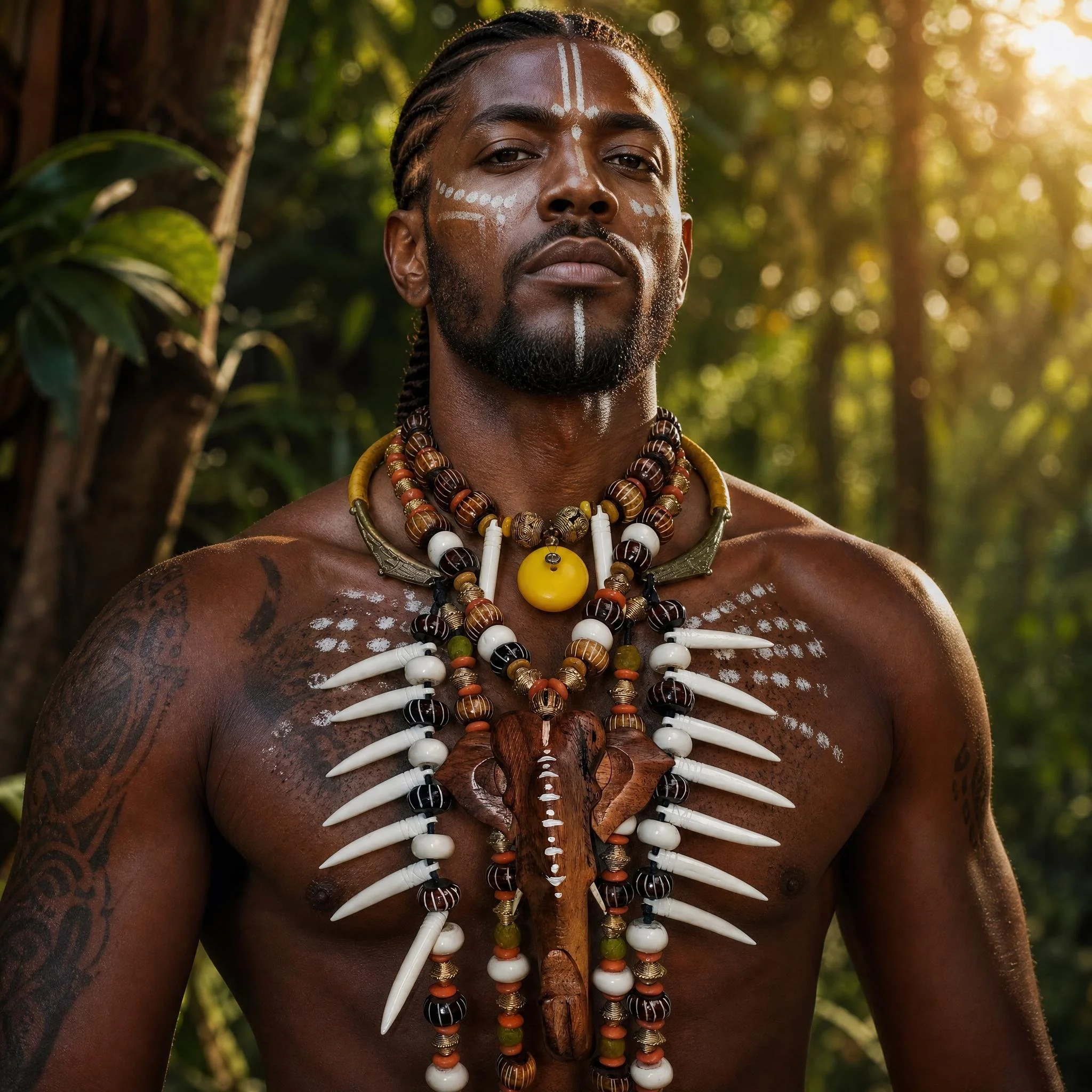 Statement Elephant and Bone Bead Three Piece Neckpiece