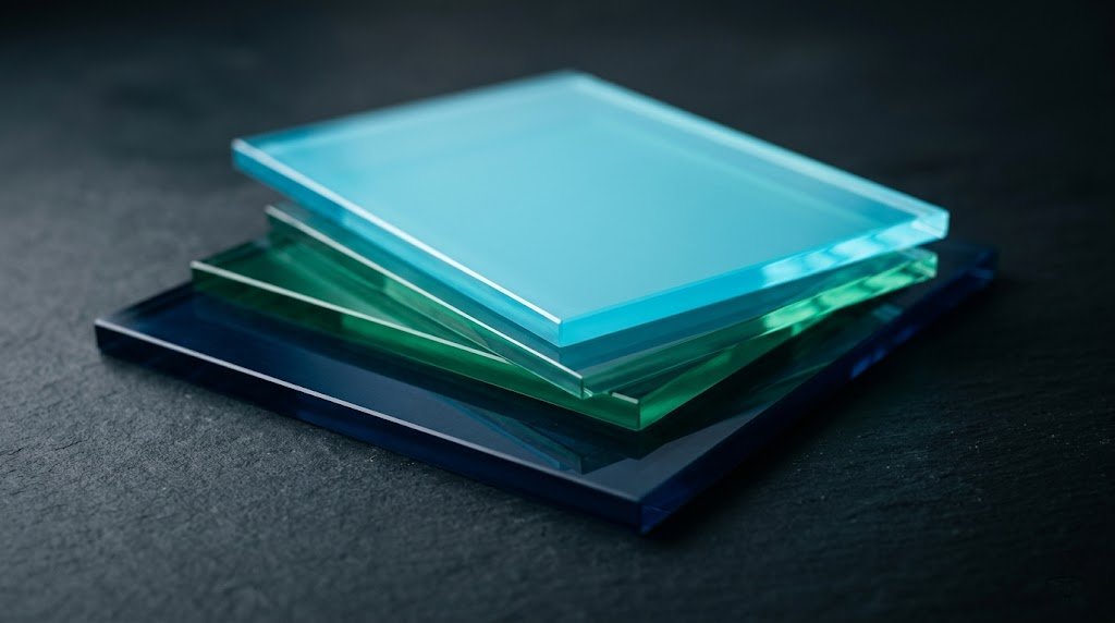 stacked slabs of glass