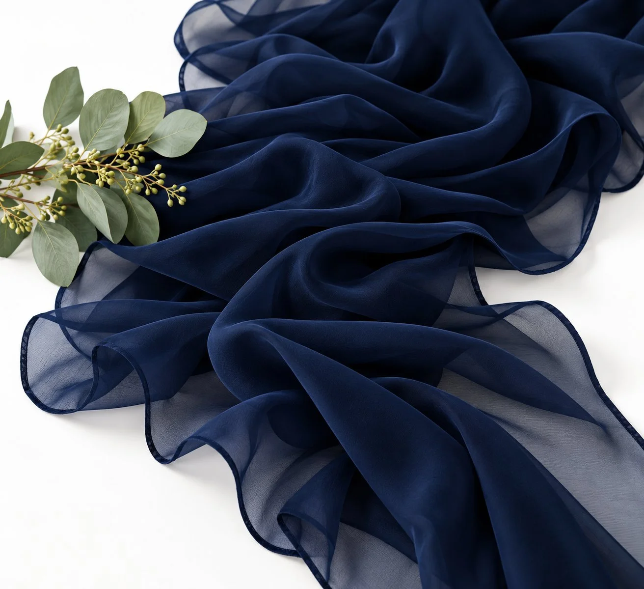 Navy Blue Chiffon Table Runner