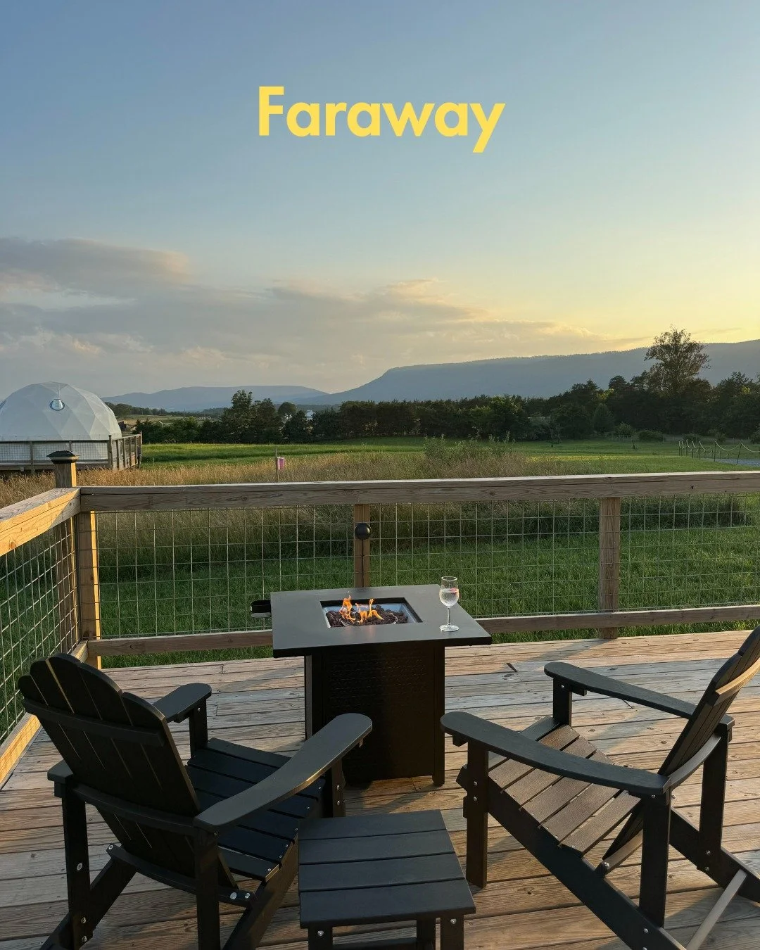 Golden hour, a glass in hand, and nothing but the sound of the wind.
Moments like this remind you: slow is a beautiful pace.
Book your stay at faraway.camp.
#Faraway #Glamping #LuxuryCamping #LuxuryCamping #GlampingVirginia #ShenandoahNationalPark #