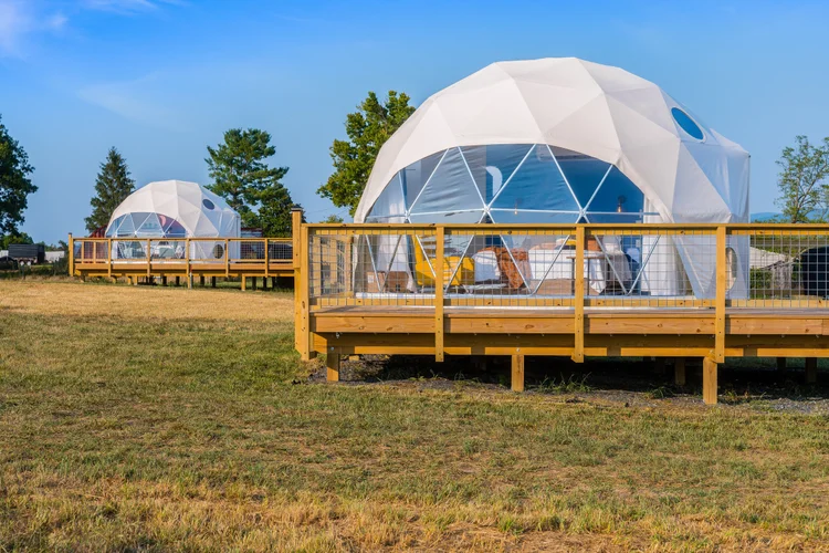 Both geodesic domes on private decks