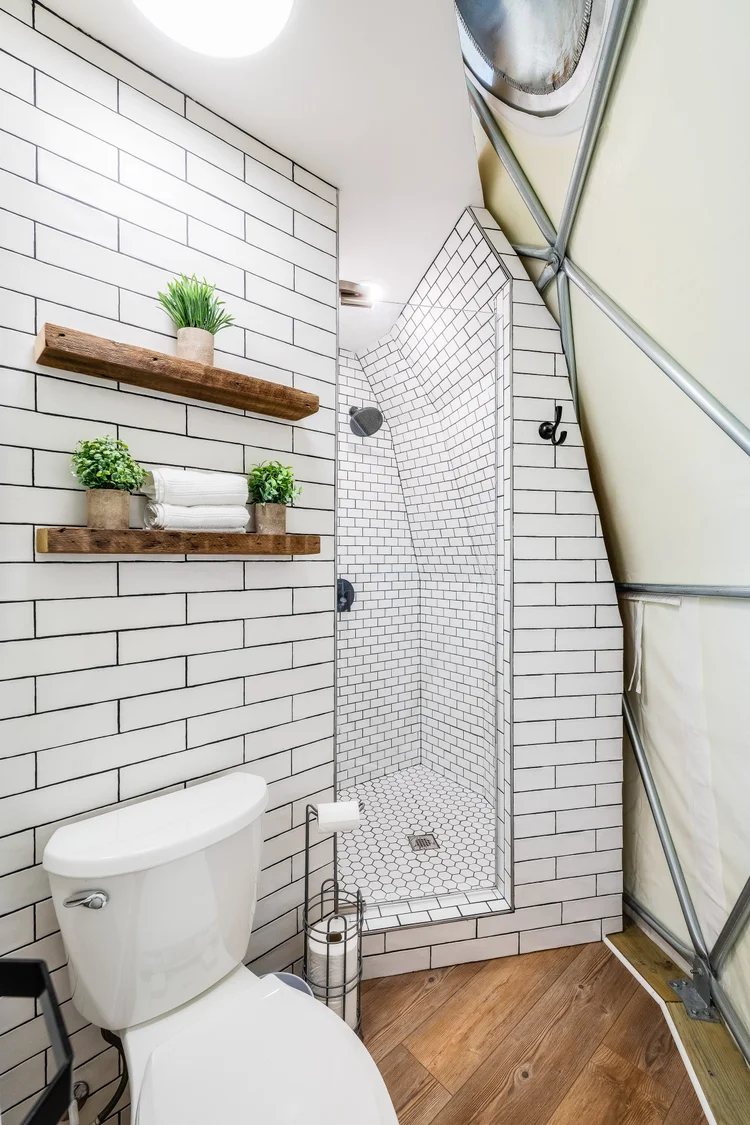 Deck with Adirondack chairs and mountain views