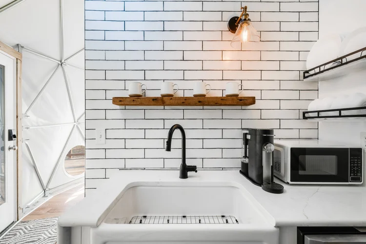 Modern kitchenette inside the dome