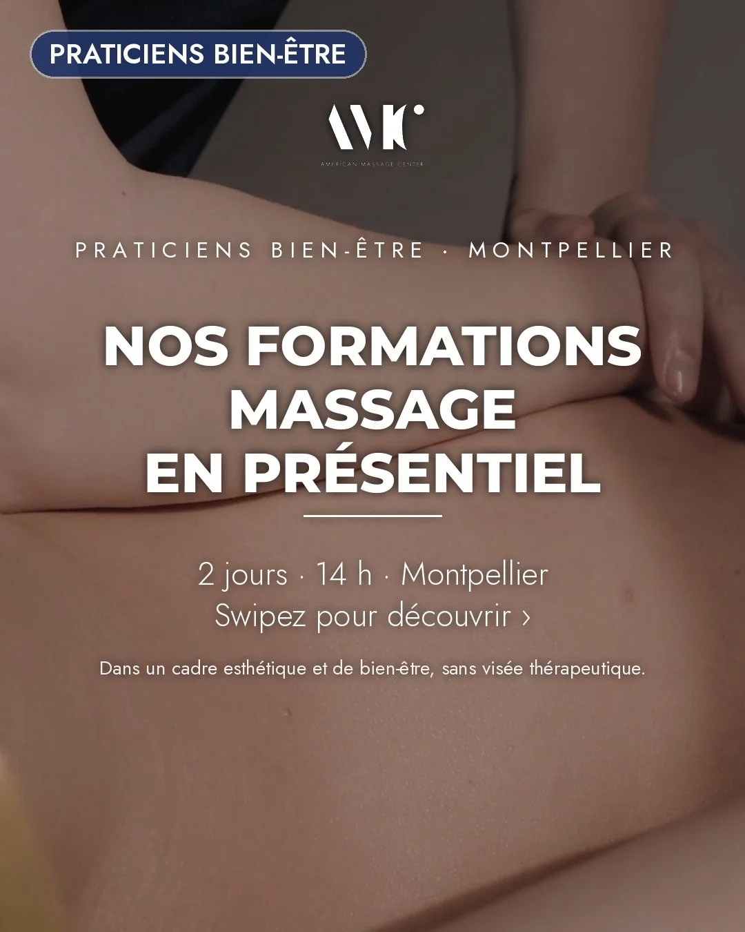 Envie d'apprendre le massage avec une vraie m&eacute;thode, technique ET business ? 👐

American Massage Center, &agrave; Montpellier, propose deux formations en pr&eacute;sentiel pour les praticiens bien-&ecirc;tre (2 jours, 14 h chacune) :

1️⃣ Dra