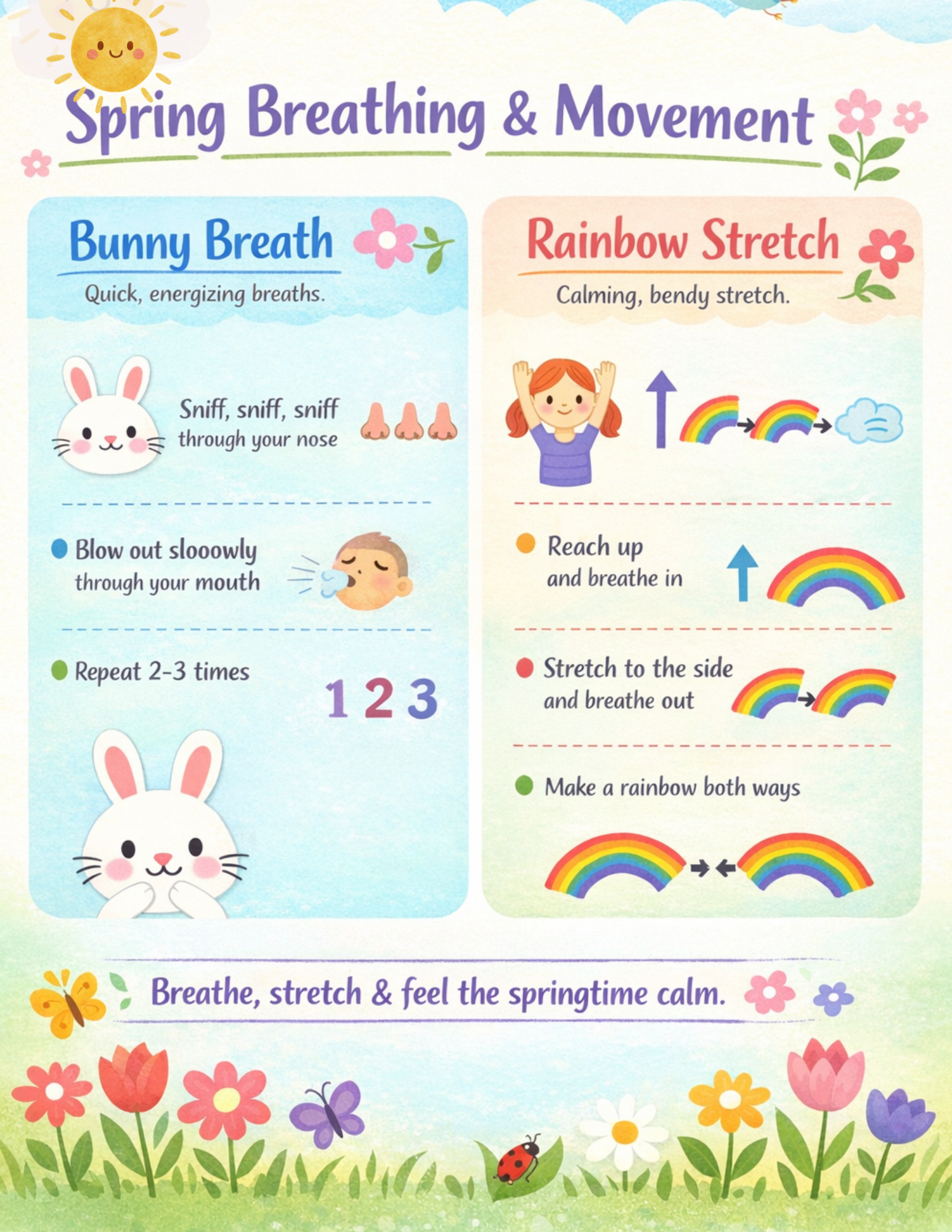 Spring-Themed Breathing Exercises for Kids