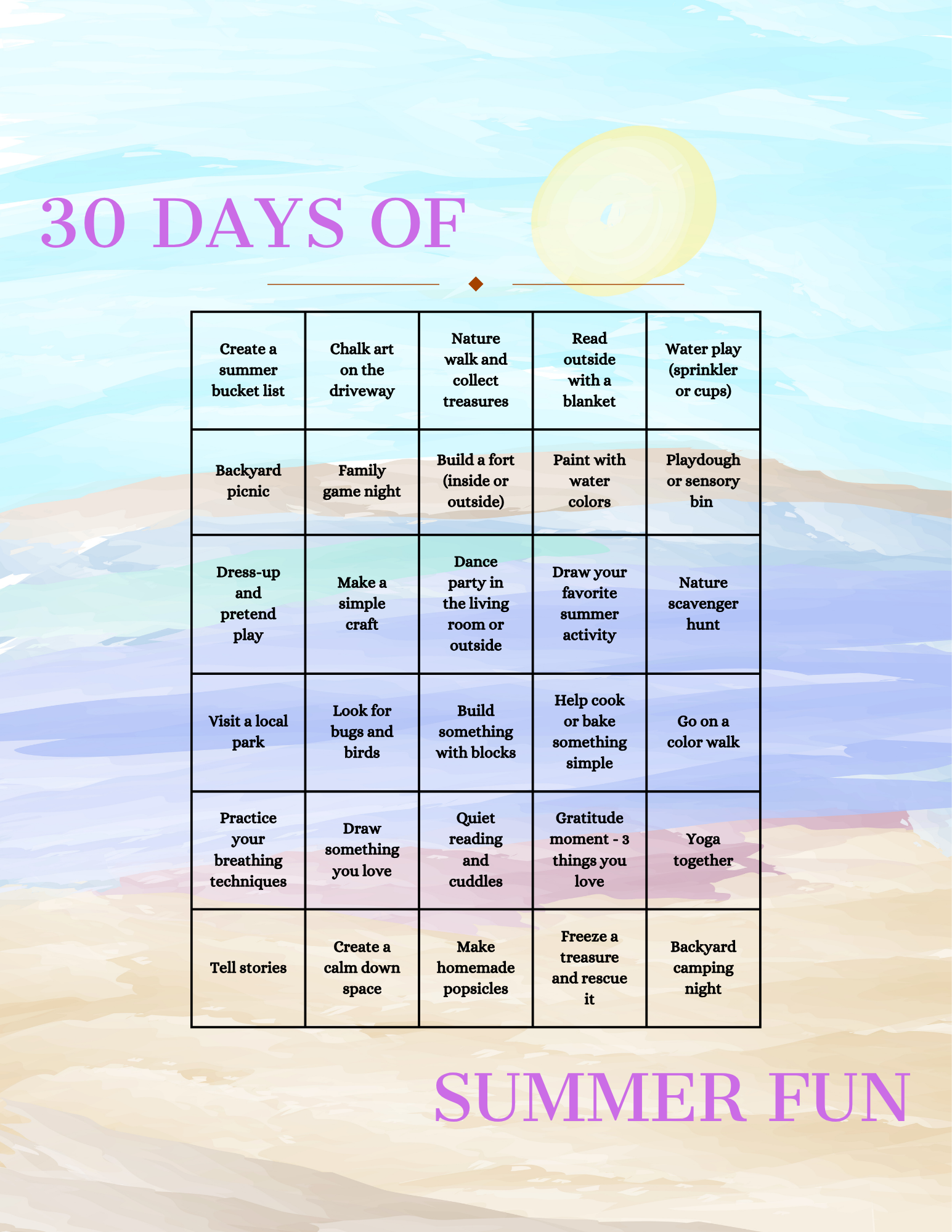 Screen-Free Summer Kickoff Activities