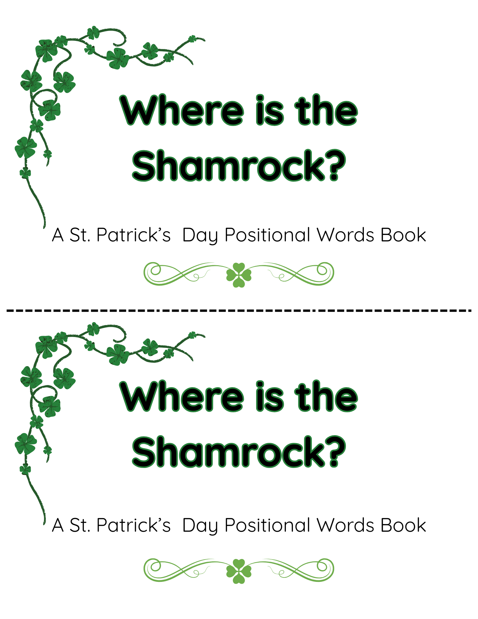 St. Patrick’s Day Positional Words Book
