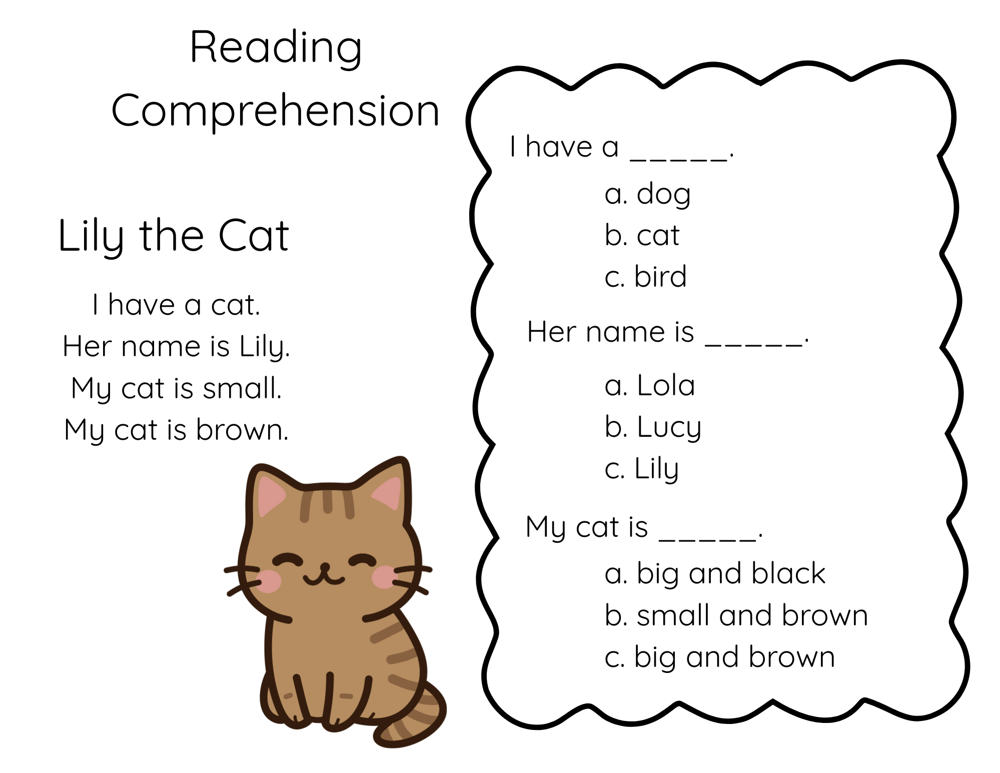 Reading Comprehension Printables